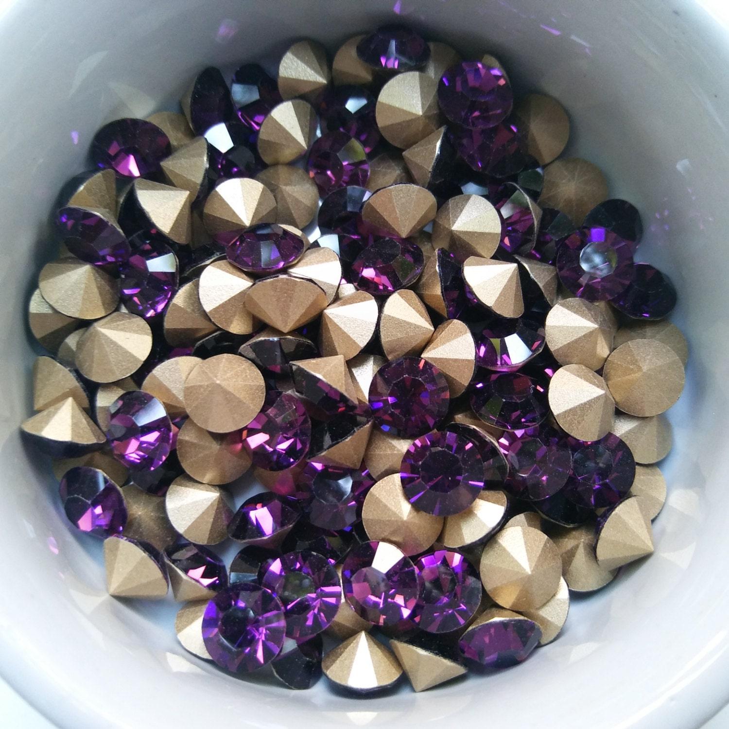 Swarovski 28ss/38ss Chaton Round Amethyst 6/12/24/100/300/500 Pieces jewelry supplies, embroidery embellishments