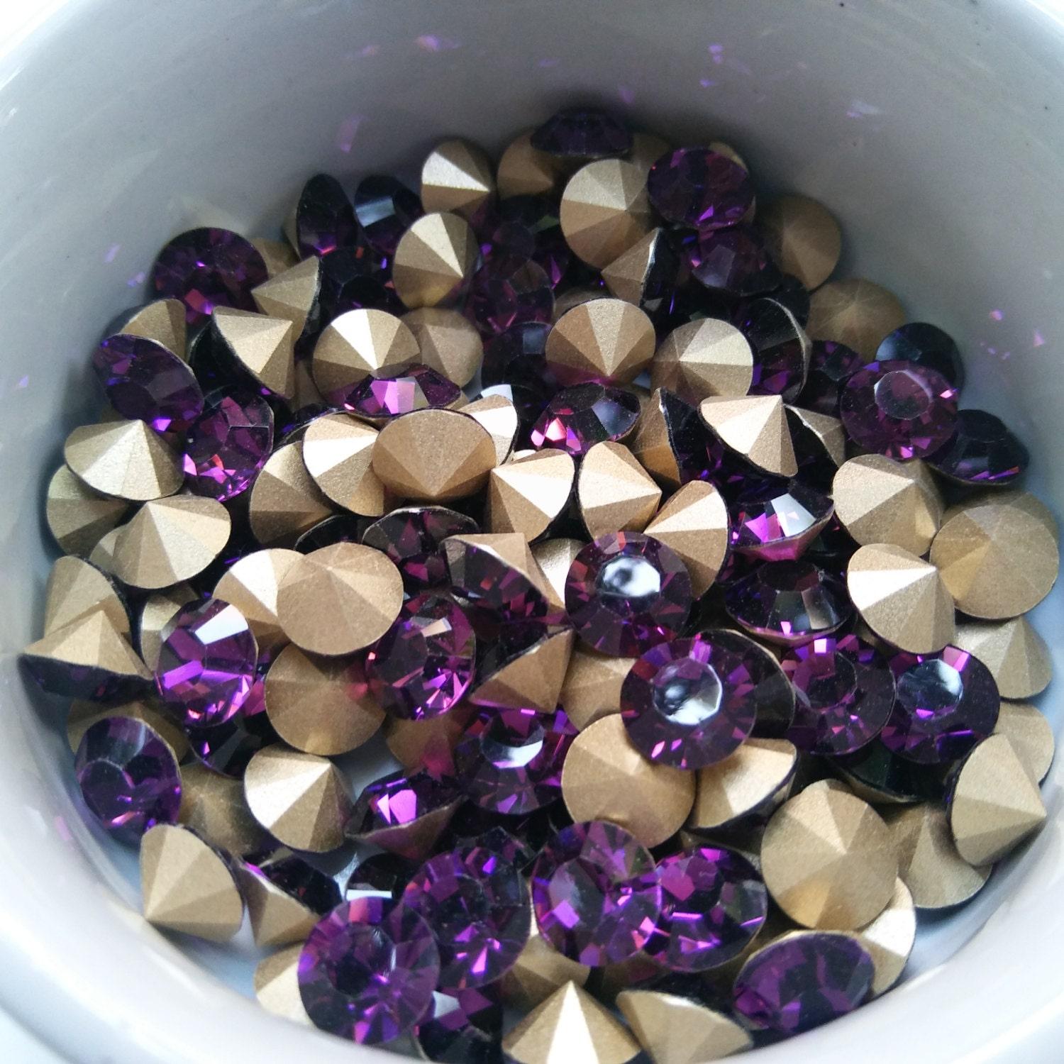 Swarovski 28ss/38ss Chaton Round Amethyst 6/12/24/100/300/500 Pieces jewelry supplies, embroidery embellishments