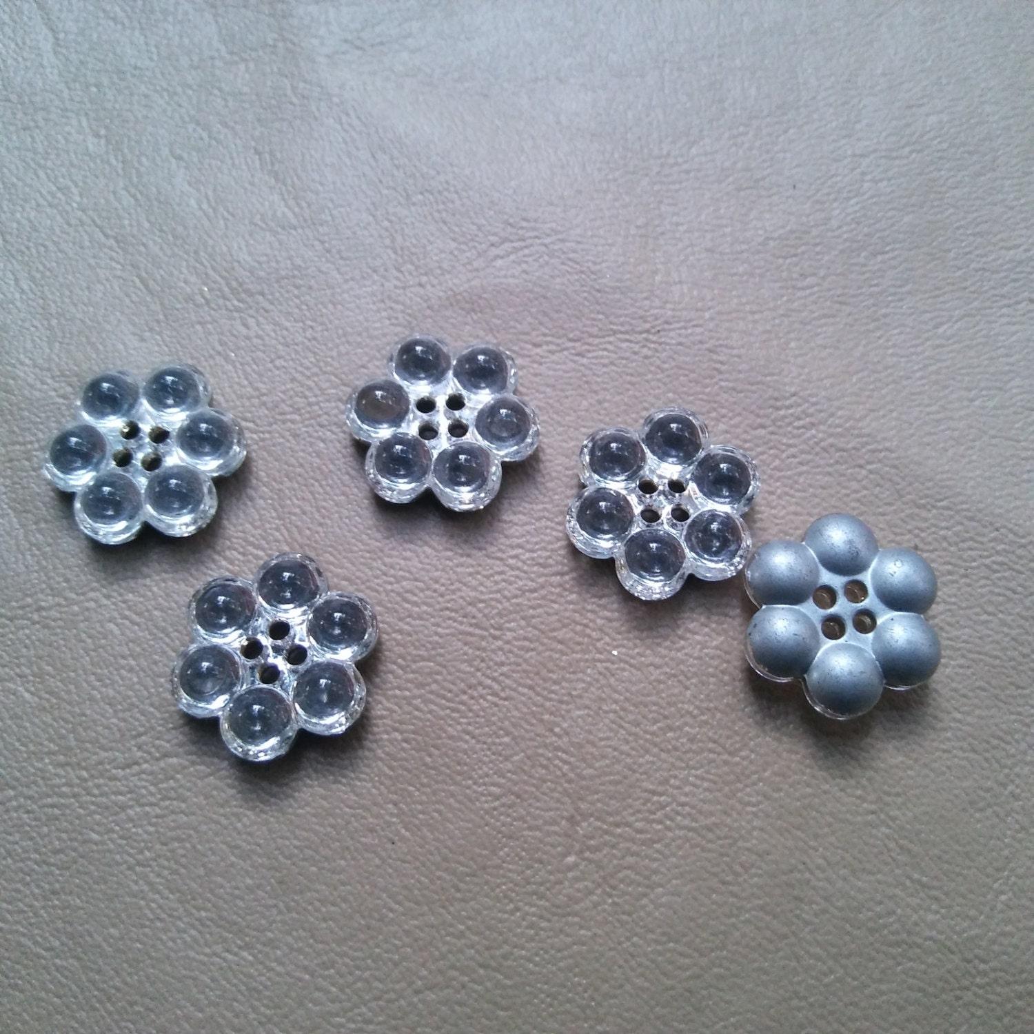 17 mm Vintage Swarovski Rare Foiled Flower Button 4 hole 2/6 pieces