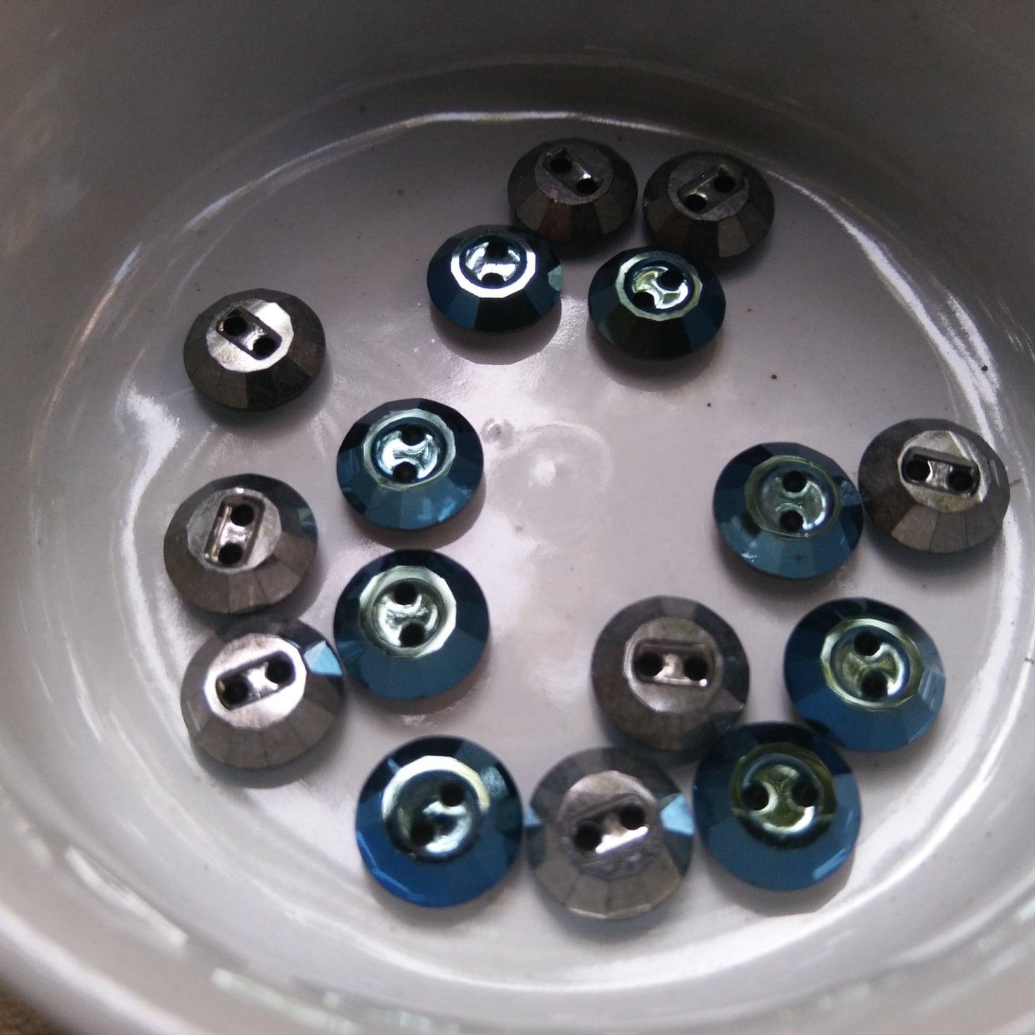 10 mm Vintage Swarovski Metallic Blue Button 2 holes 6/12 pieces #3122