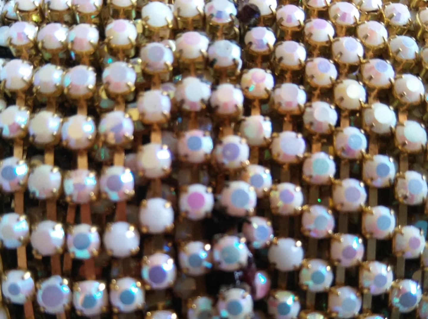 12 SS Rhinestone Chain Vintage Glass Chalk White Aurore Boreale 3mm 1/2/5/15 Meters