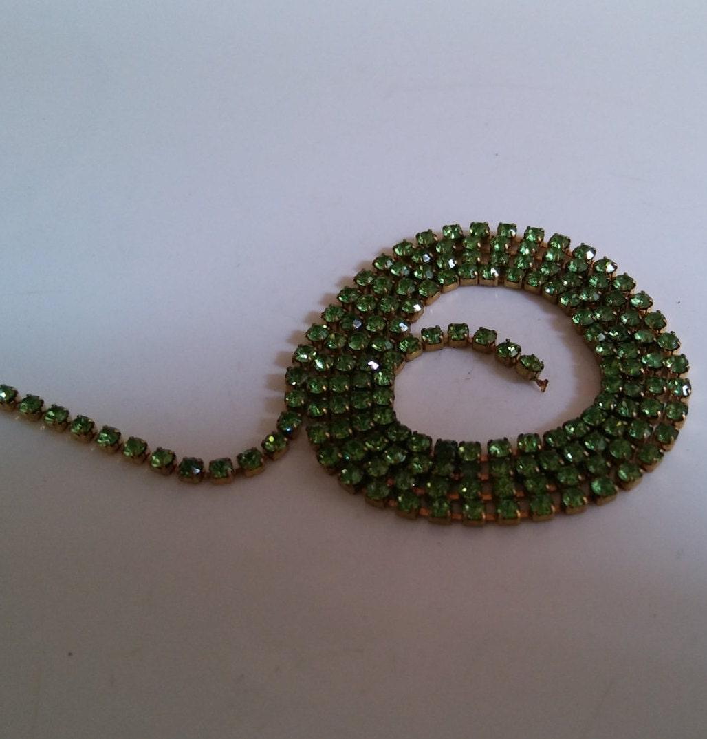 6 SS Rhinestone Chain Vintage Machine cut Peridot 2mm 1/2/5/15 Meters