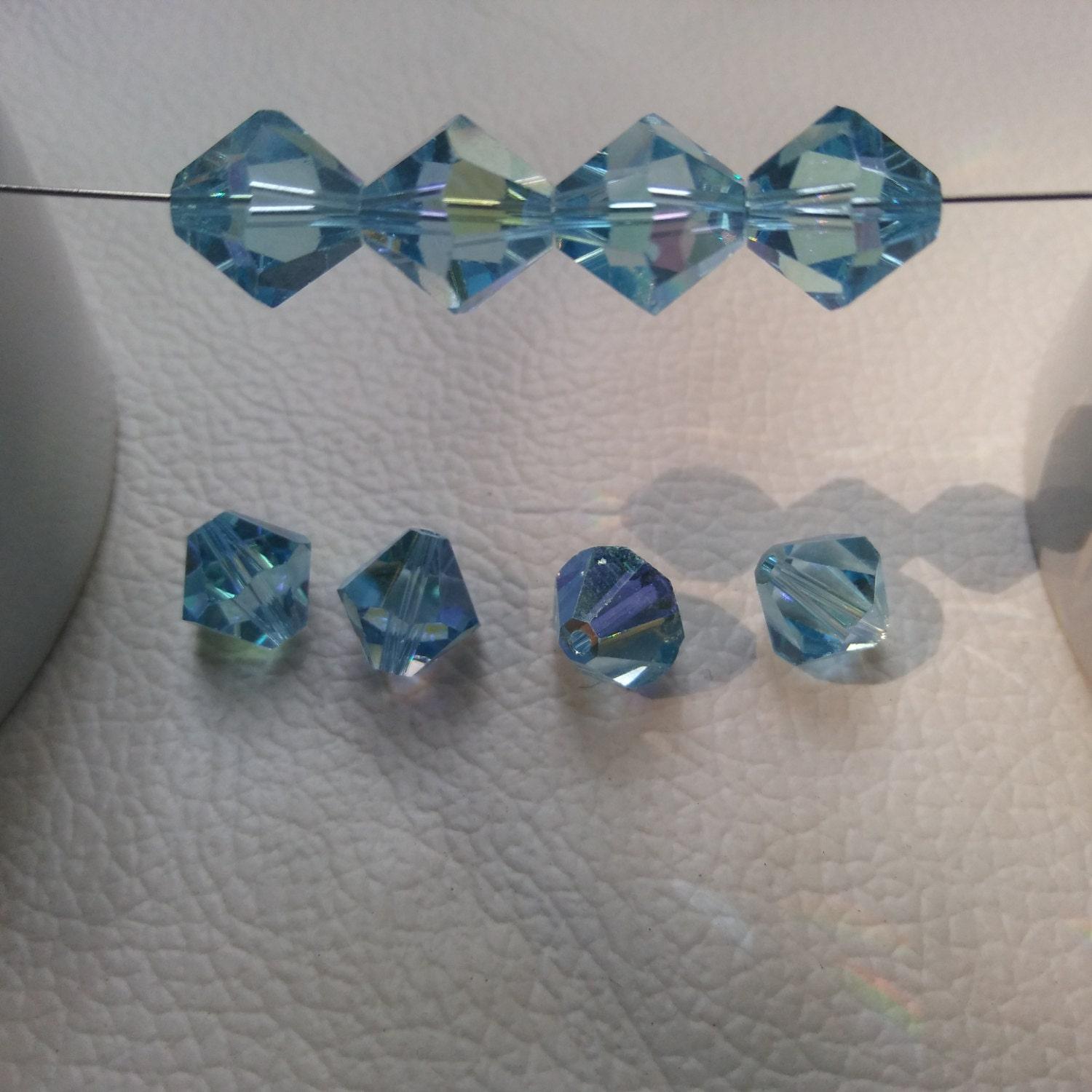 10mm SWAROVSKI, Rare Bicones Austrian, Aquamarine AB/Crystal/Jet Nut/Peridot/Crystal Blue Shade/Crystal Silver Night vintage rare beads