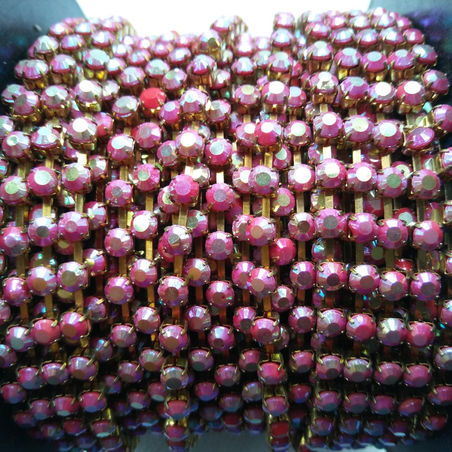 16 SS Rhinestone Chain Vintage Coral Red AB 4mm 1/2/5/15 Meters vintage strass chains, craft supplies, premium findings, doll making