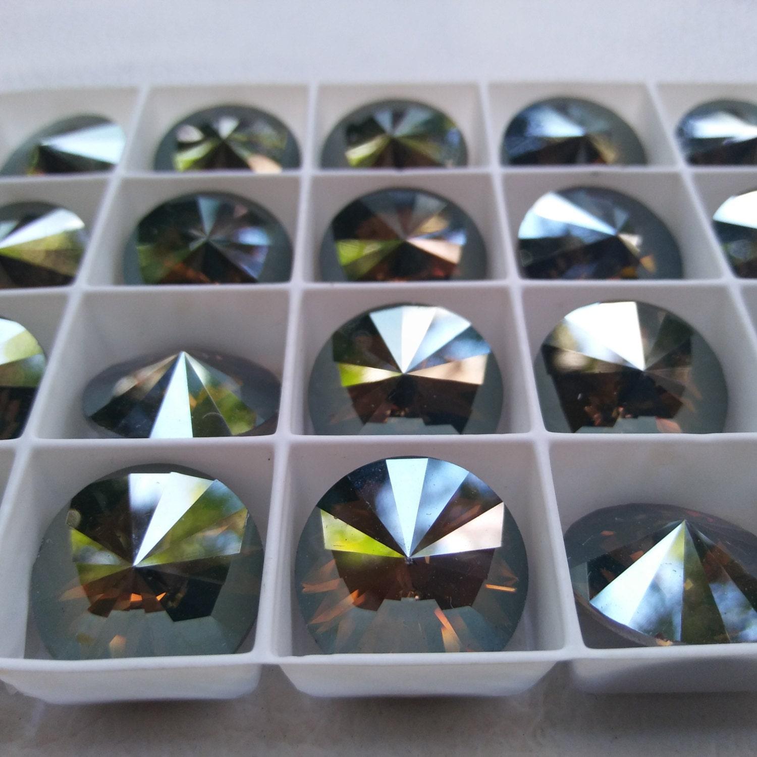 18mm Swarovski 1122 Rivoli CRYSTAL SATIN Foiled 2/6 pieces (206) PREMIUM jewelry making stones