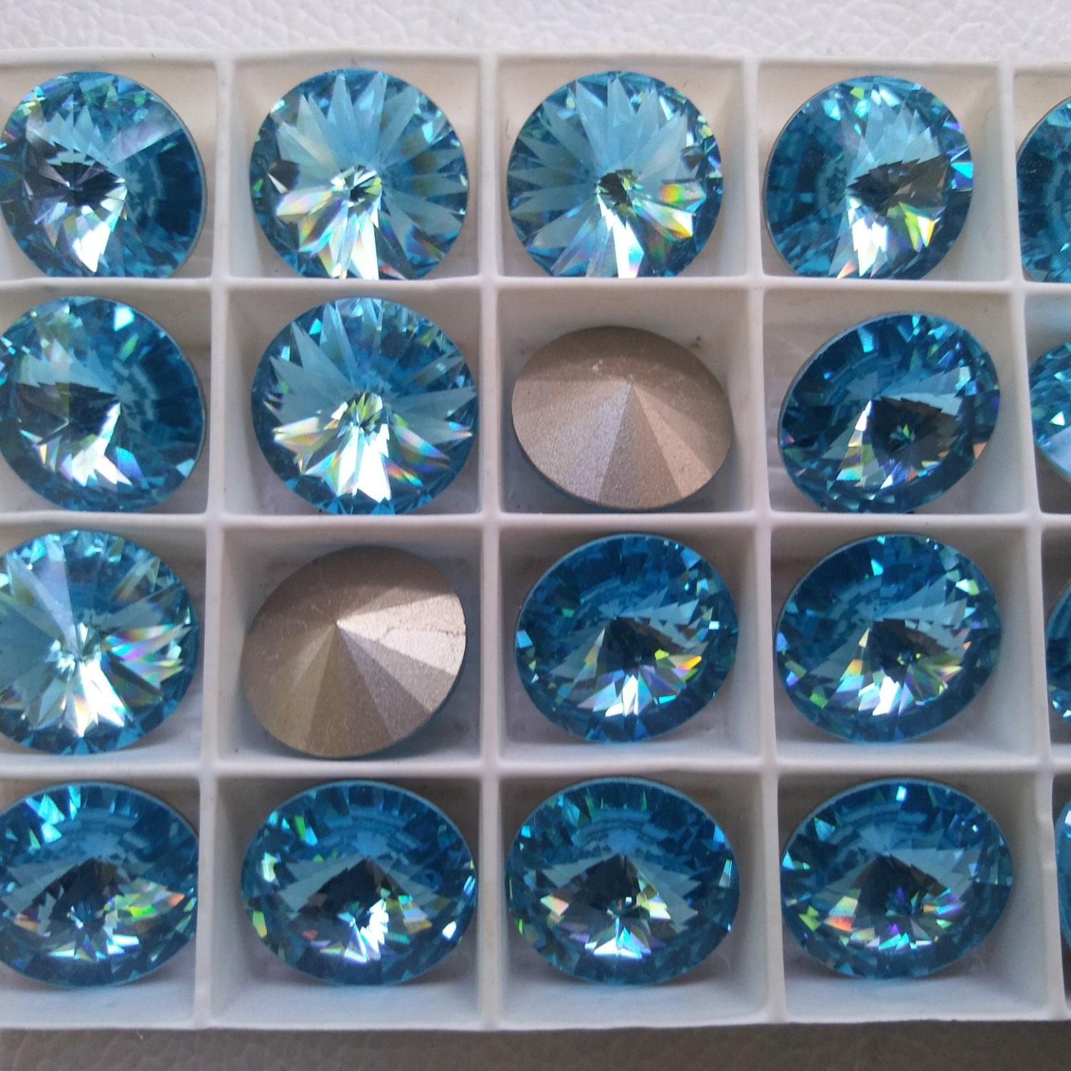 18mm Swarovski 1122 Rivoli AQUAMARINE Foiled 2/6 pieces (202) jewelry making stones