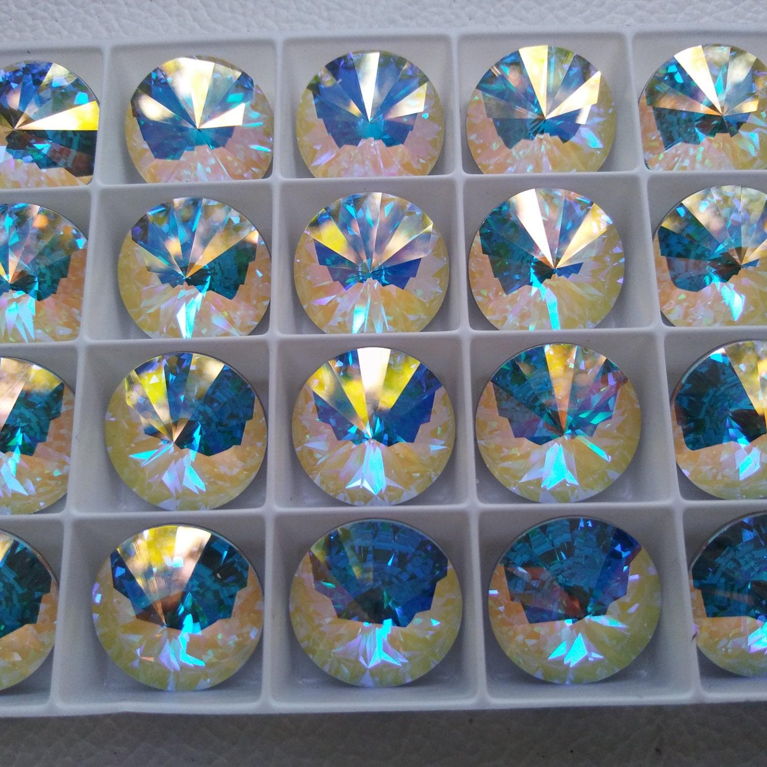 16mm Swarovski 1122 Rivoli CRYSTAL Aurore Boreale Foiled ring stone jewelry making strass findings