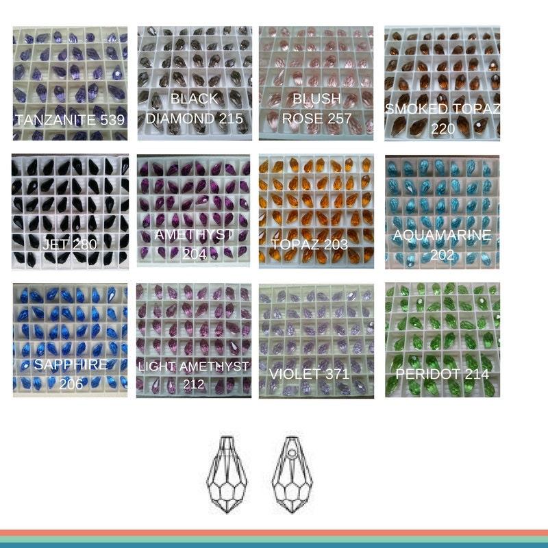Vintage Swarovski 6000 Drop 11X5.5 mm Pendants, Fancy Crystal drops 6 Pieces PREMIUM MATERIALS