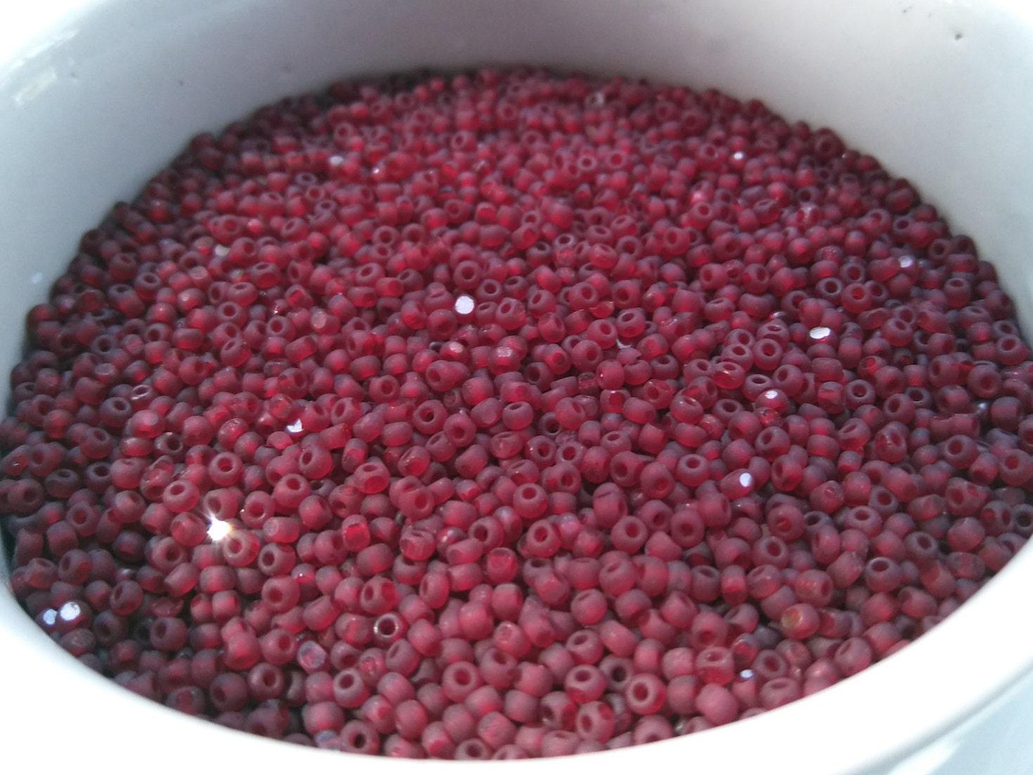 11/0 Charlotte Cut Beads Frosted Garnet 10/20/50/250/500 vintage findings, embroidery materials, craft supply, premium beads, embroidery