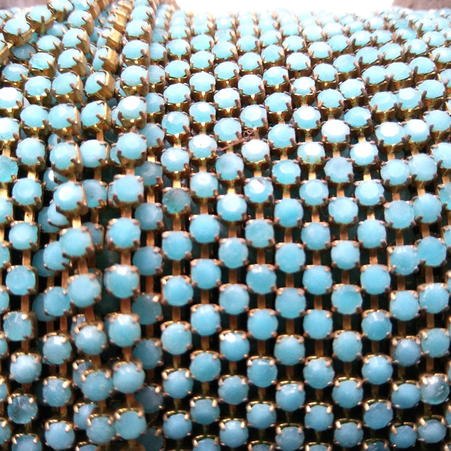 12 SS Rhinestone Chain Vintage Glass Pressed Chatons Opaque Turquoise 3mm 1/2/5/15 Meters Wedding Bridal Supplies|Jewelry Making|Decoration