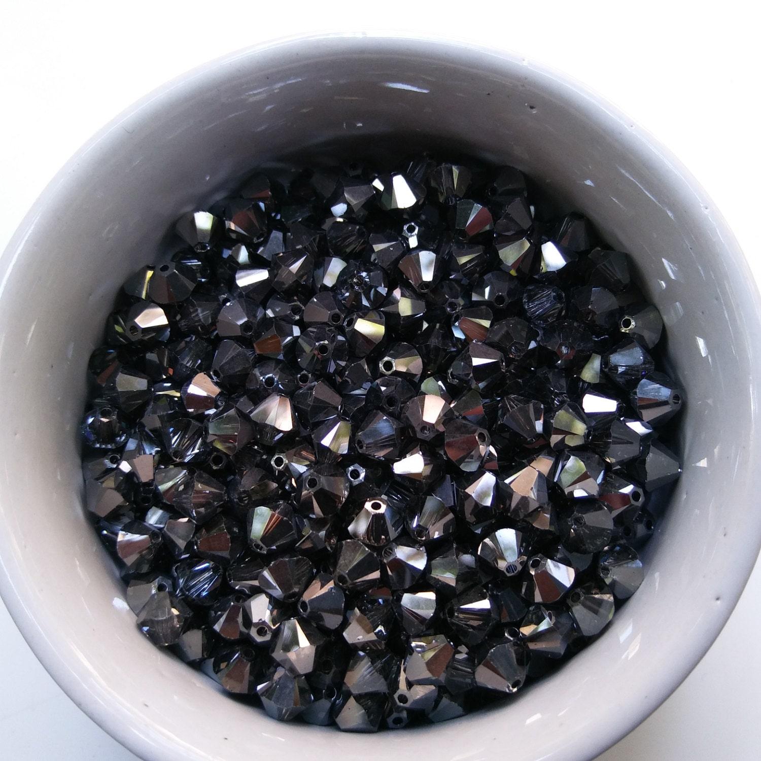 6mm Crystal Silver Night Bicone Beads Cuts 20 Gross (2880 Pieces) embroidery materials, craft vintage findings, rare embellishments