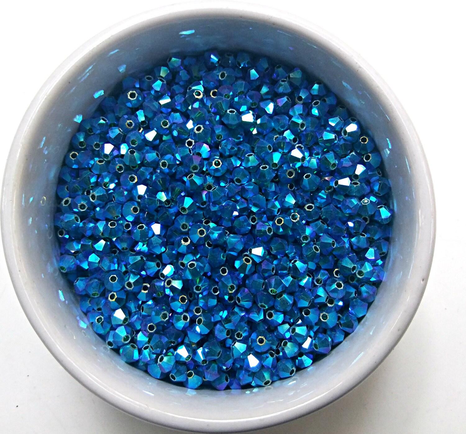 5mm Swarovski Emerald AB 2X FC Bicones 12/36/72/144/432/720 Pieces rainbow beads, jewelry making, couture embellishments, embroidery