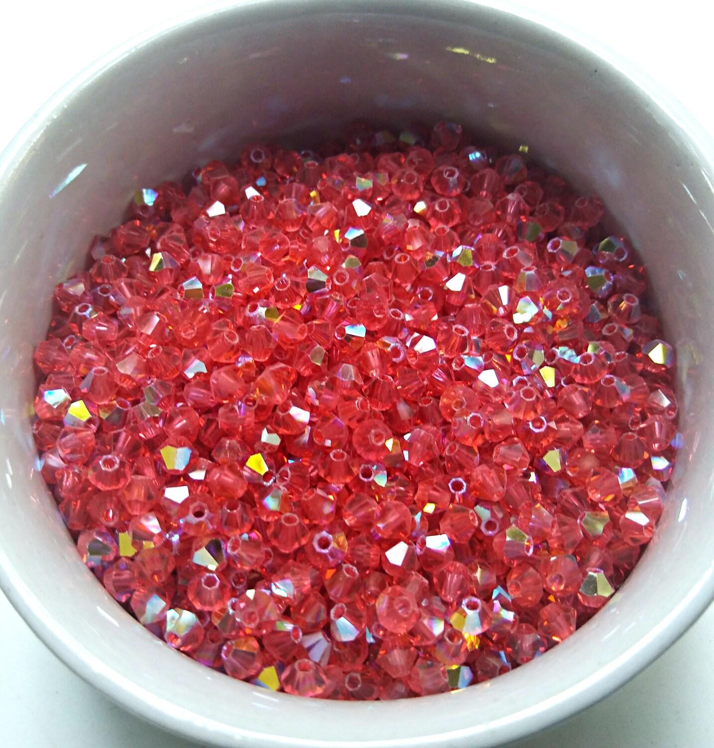 4mm Swarovski Padparadscha AB Bicones 36/72/144/432/720 Pieces rainbow beads, jewelry making, couture embellishments, embroidery materials