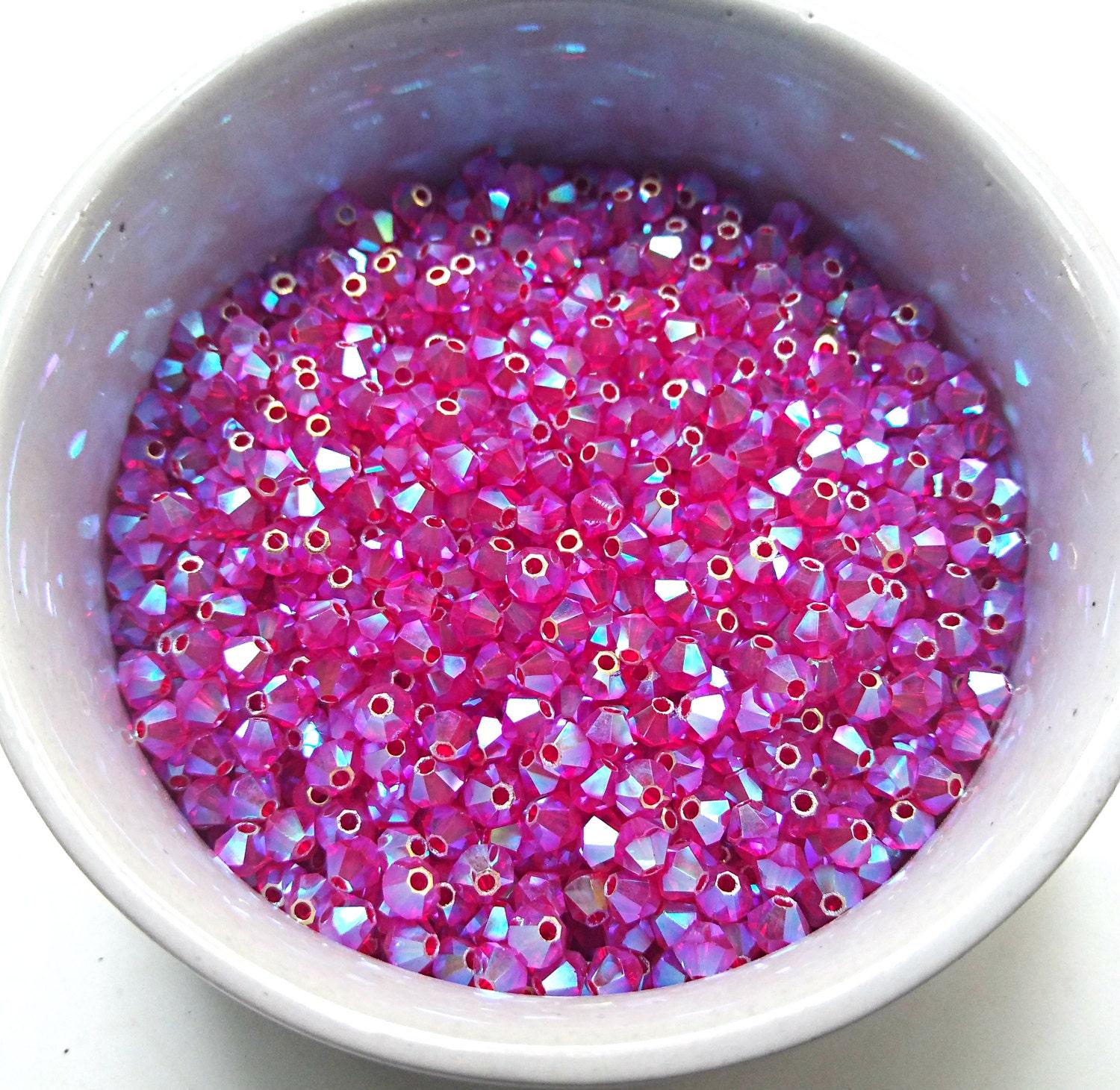 3/4mm Swarovski Light Siam AB 2X FC Bicones Rainbow Beads 36/72/144/432/720 Pieces rainbow beads, jewelry making, couture embellishment