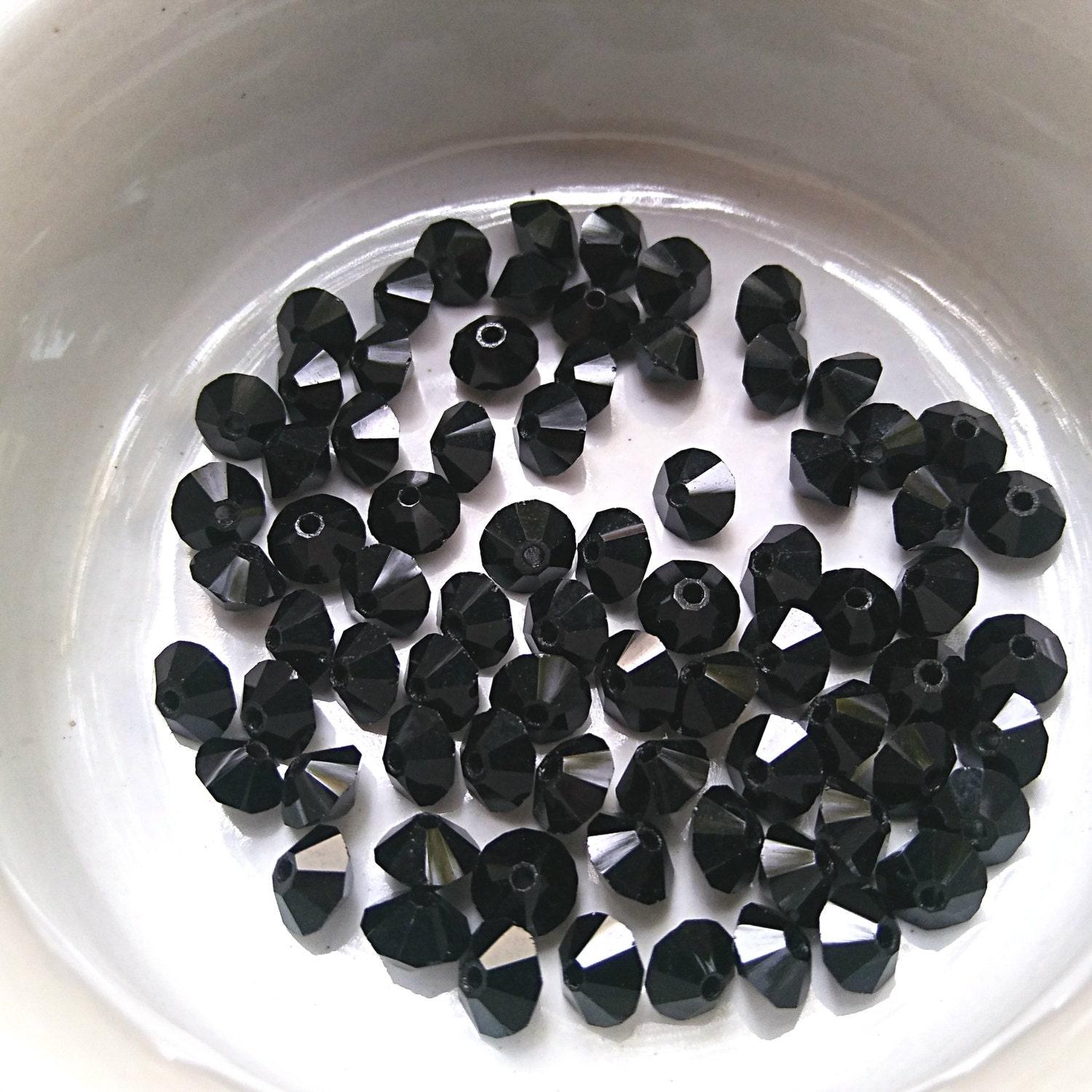 6x4mm Jet Preciosa Flat Bicone Spacer Beads 12/36/72/144/288 Pieces jewelry making, VINTAGE, wedding decorations, embroidery materials