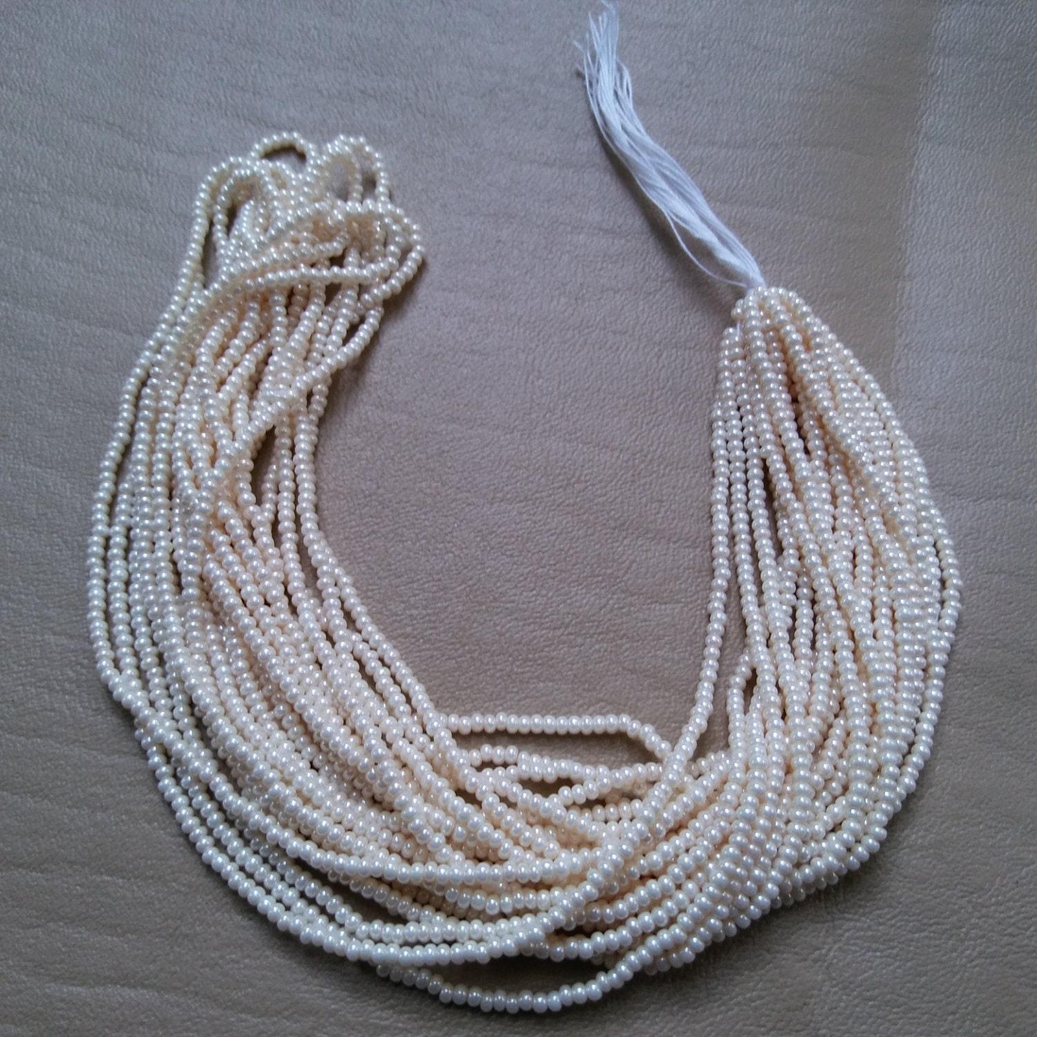 11/0 Czech Seed Bead Light Eggshell Opaque Ceylon 1/5/25 Full hanks Preciosa Ornella loose beads, mix beads, embroidery materials, craft