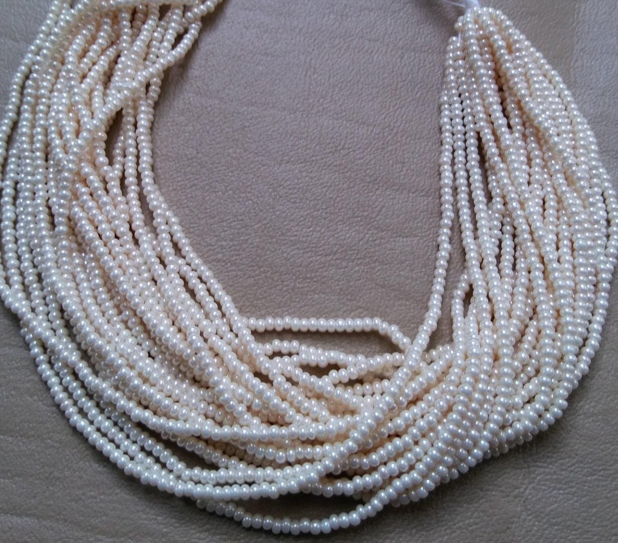 11/0 Czech Seed Bead Light Eggshell Opaque Ceylon 1/5/25 Full hanks Preciosa Ornella loose beads, mix beads, embroidery materials, craft