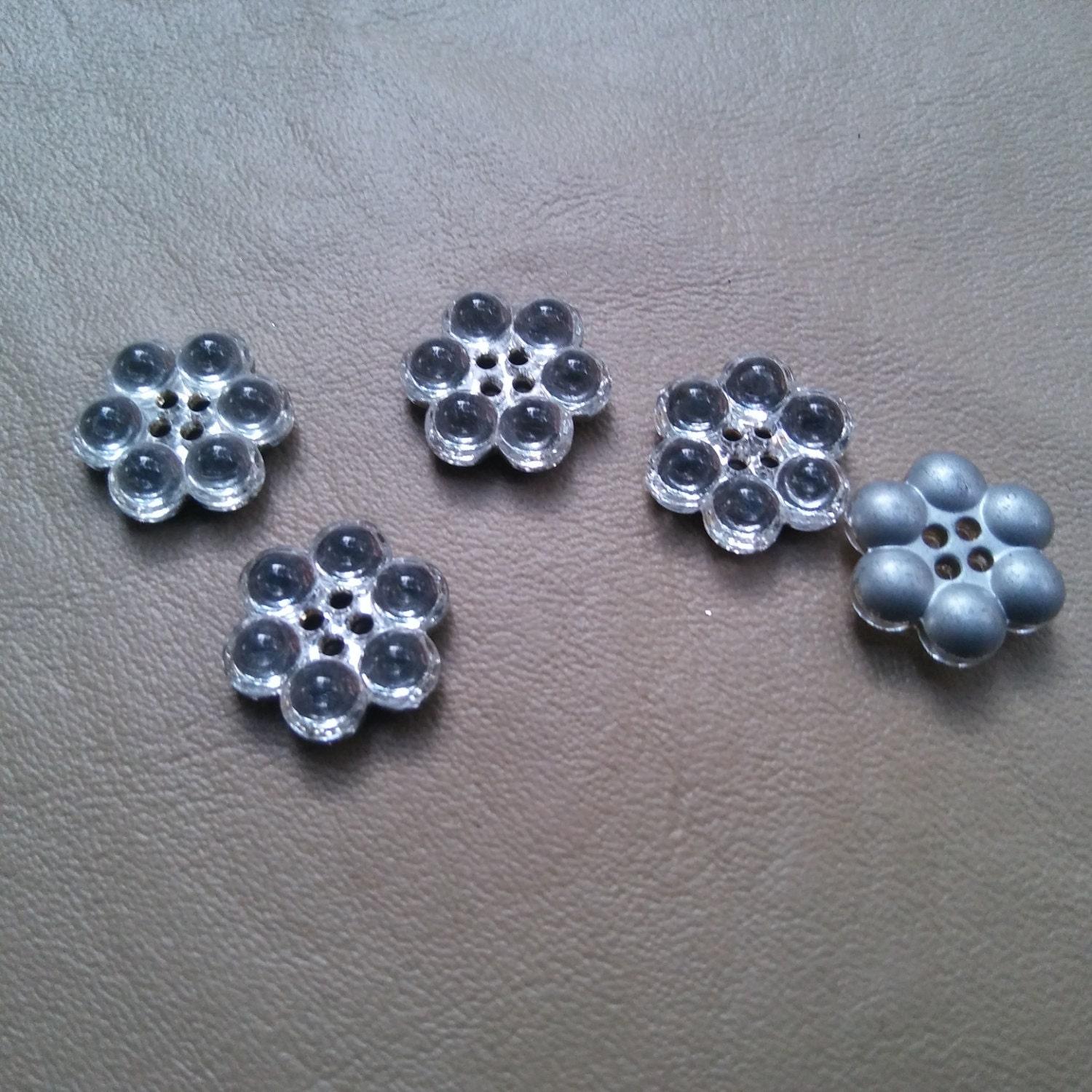 17 mm Vintage Swarovski Rare Foiled Flower Button 4 hole 2/6 pieces