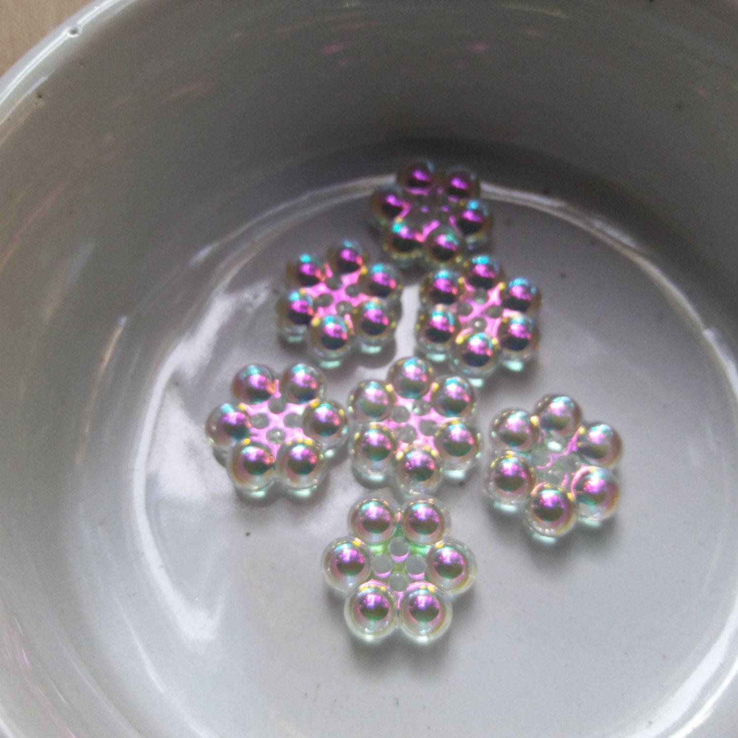 12/17 mm Vintage Swarovski Rare Aurore Boreale Flower Button 2 hole 6/12 Pieces