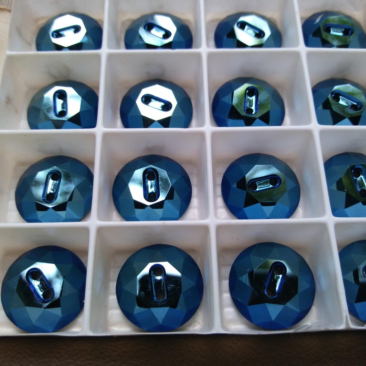 12 mm Vintage Swarovski Metallic Blue Button 2 holes 2/6/12/36 pieces Article 3014 Vintage Crystal Foiled