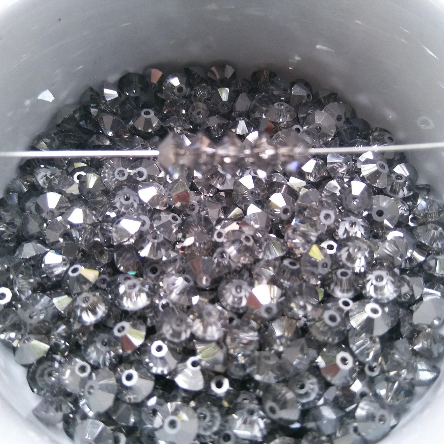5x3mm Crystal Silvernight Preciosa Flat Bicone Spacer Beads 20/72/144/432/1000 Pieces jewelry making, vintage rare findings, premium beads