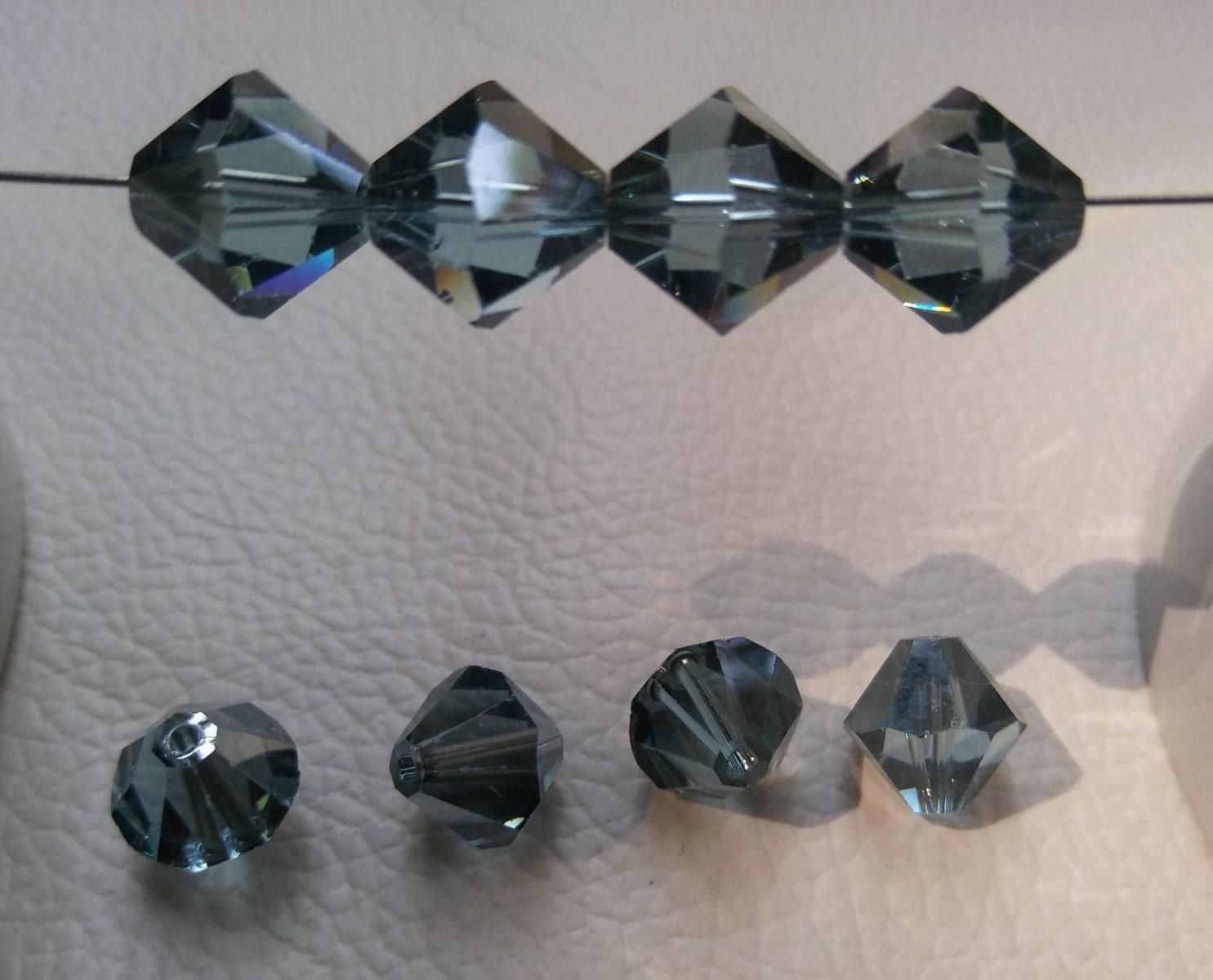 10mm SWAROVSKI, Rare Bicones Austrian, Aquamarine AB/Crystal/Jet Nut/Peridot/Crystal Blue Shade/Crystal Silver Night vintage rare beads