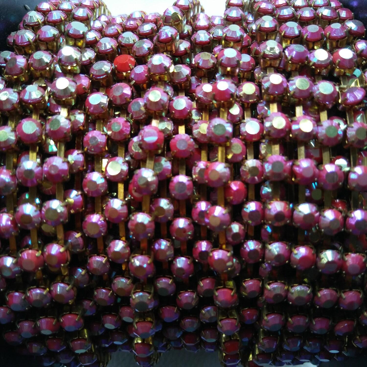 16 SS Rhinestone Chain Vintage Coral Red AB 4mm 1/2/5/15 Meters vintage strass chains, craft supplies, premium findings, doll making