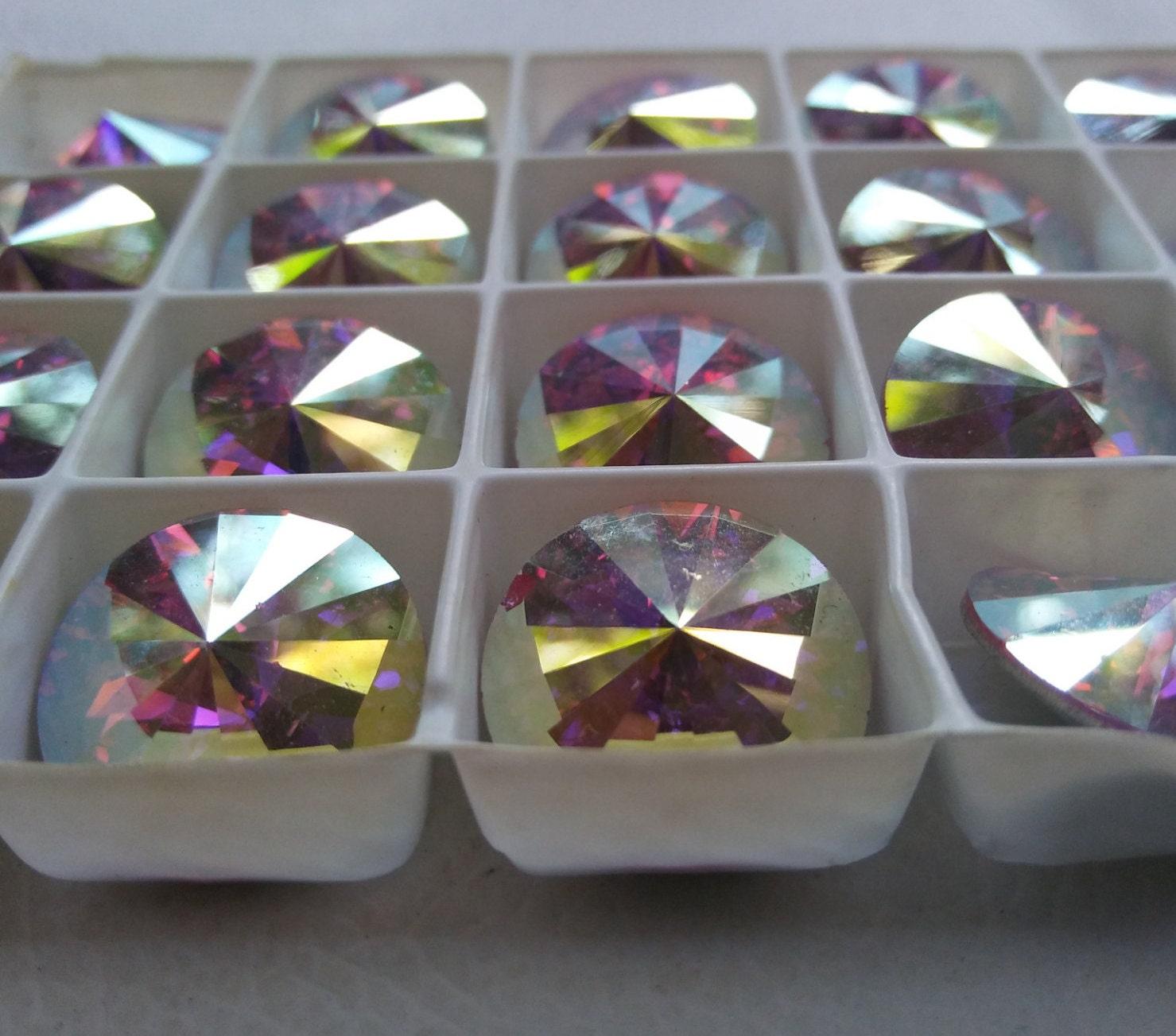 18mm Swarovski 1122 Rivoli Rose Aurore Boreale Foiled 2/6 Pieces PREMIUM MATERIALS