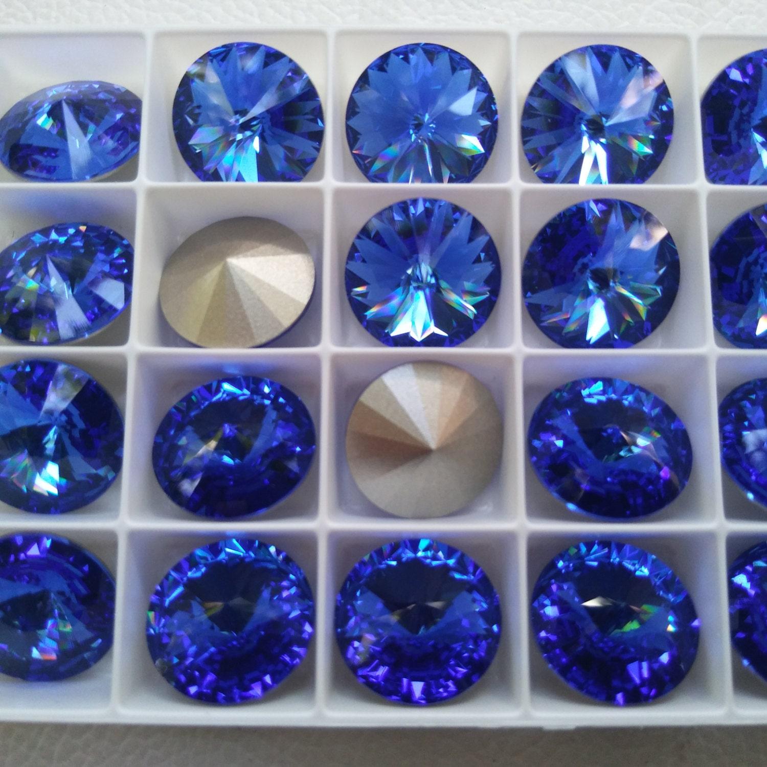 18mm Swarovski 1122 Rivoli SAPPHIRE Foiled 2/6 pieces (206) jewelry making stones