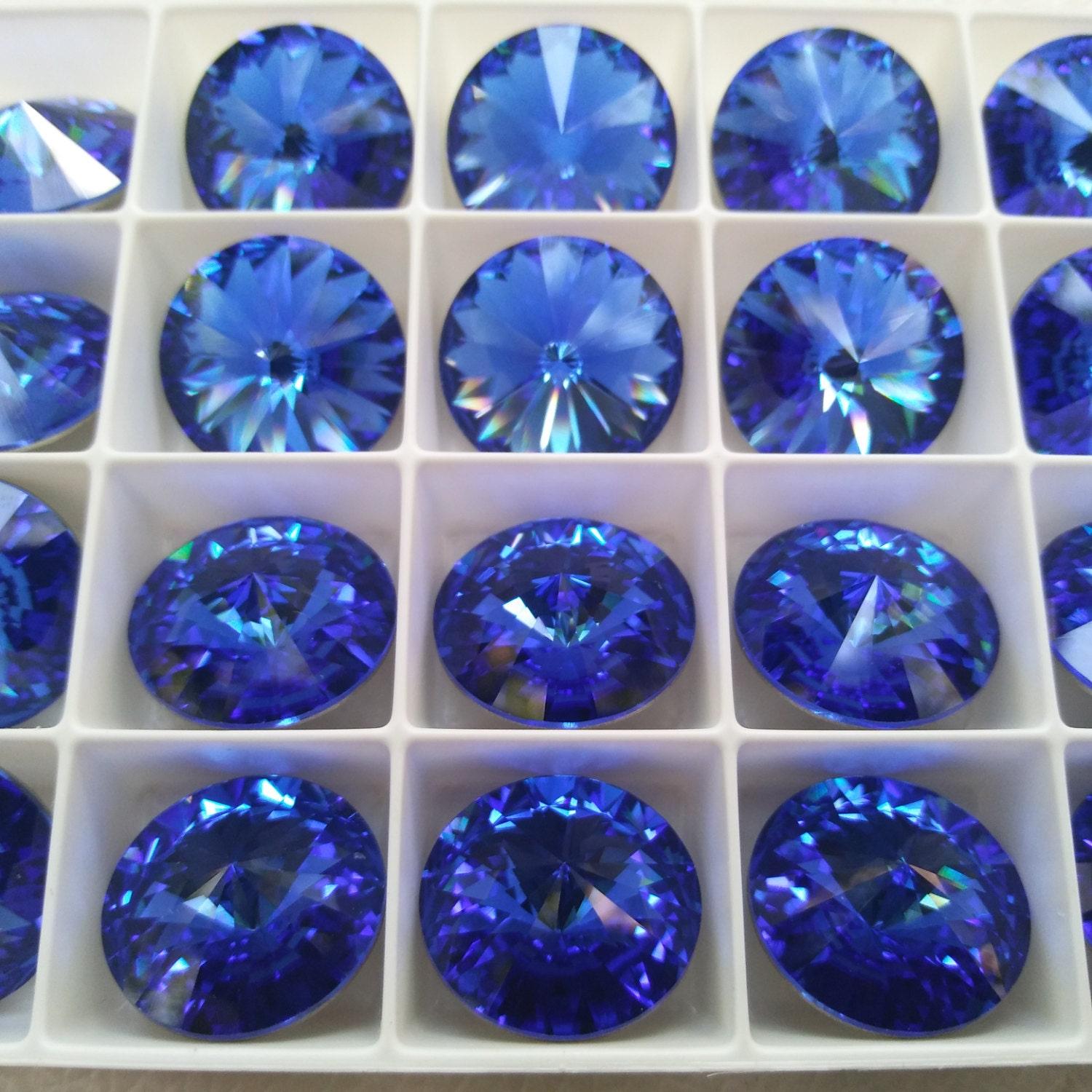 18mm Swarovski 1122 Rivoli SAPPHIRE Foiled 2/6 pieces (206) jewelry making stones