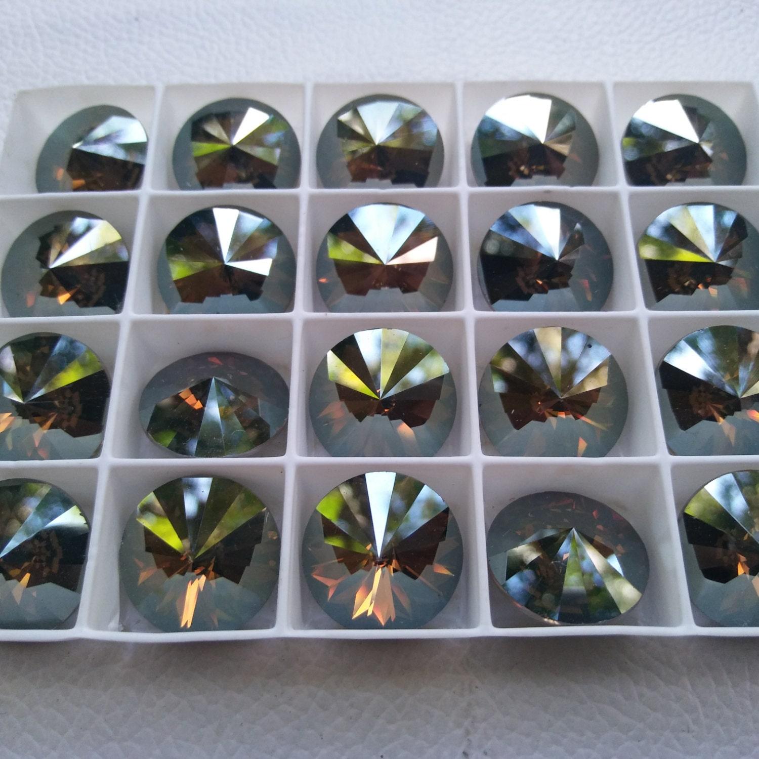 18mm Swarovski 1122 Rivoli CRYSTAL SATIN Foiled 2/6 pieces (206) PREMIUM jewelry making stones