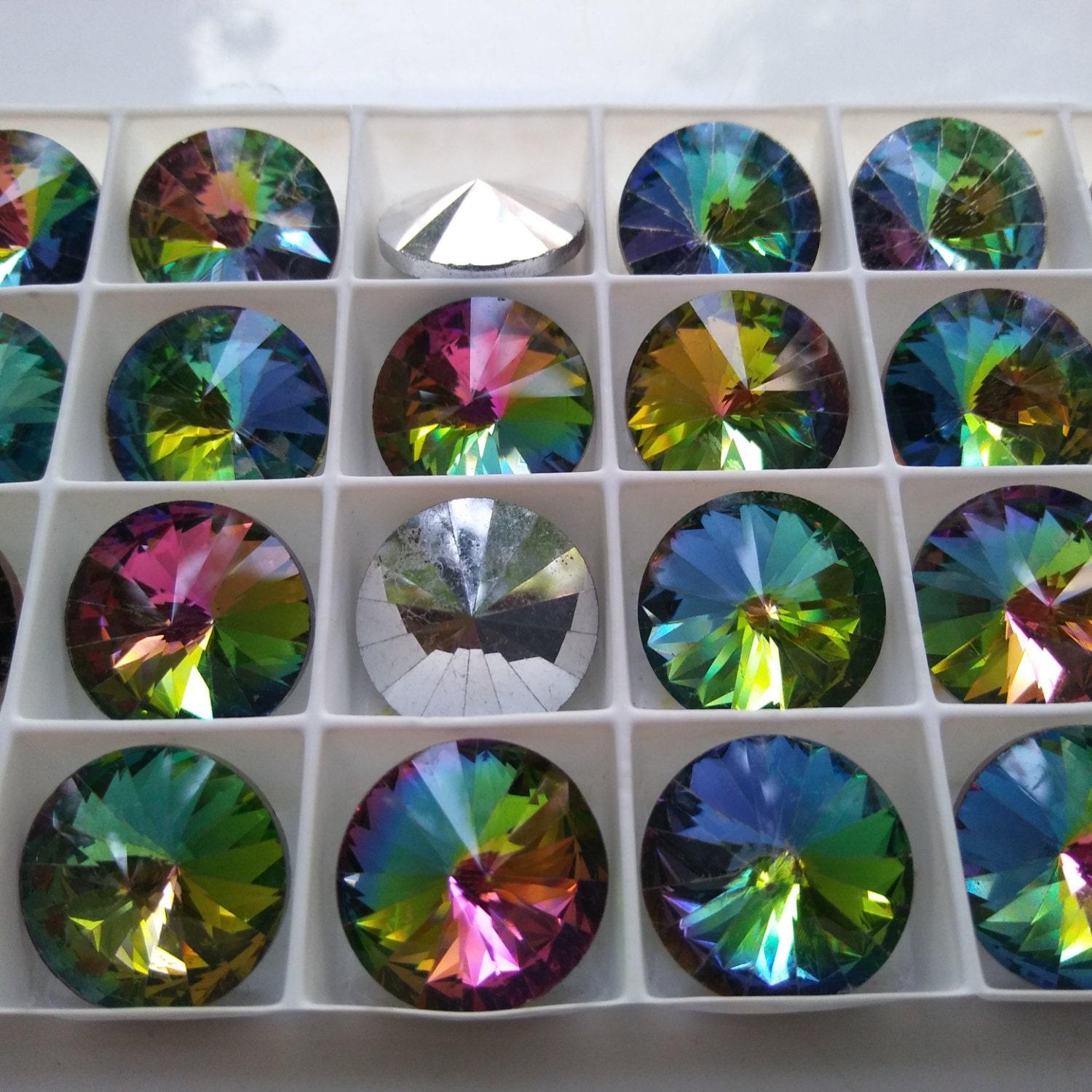 18mm Swarovski 1122 Rivoli Crystal Vitrail Medium Foiled 2/6 Pieces 001 VM PREMIUM MATERIALS