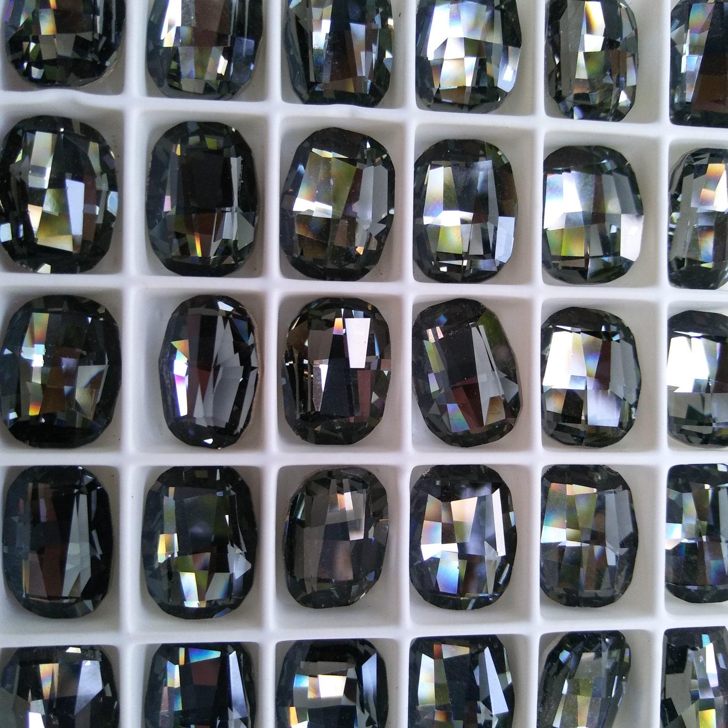 10X14 mm Rectangle Swarovski Fancy Stones 4610 Black Diamond