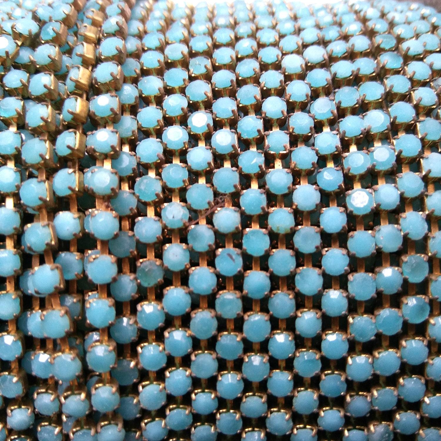 12 SS Rhinestone Chain Vintage Glass Pressed Chatons Opaque Turquoise 3mm 1/2/5/15 Meters Wedding Bridal Supplies|Jewelry Making|Decoration