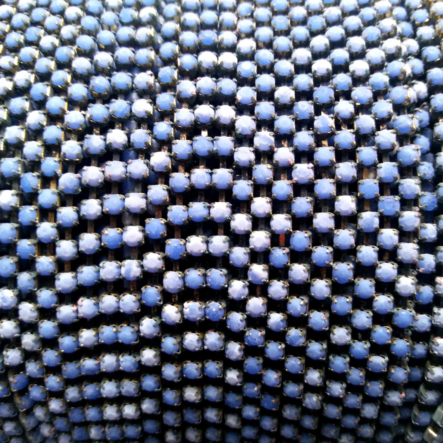 8 SS Rhinestone Chain Vintage Glass Pressed Chatons Opaque Faded Denim Blue 2.5 mm 1/2/5/15 Meters boho chic blue, decoration vintage chains