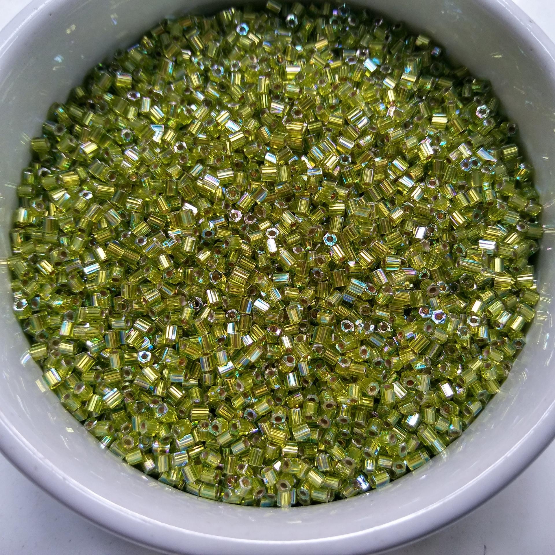 10/0 MATSUNO HEXAGON 2 Cuts Peridot Silverlined Rainbow seed beads Japanese Beads 10/50/100/450Gms