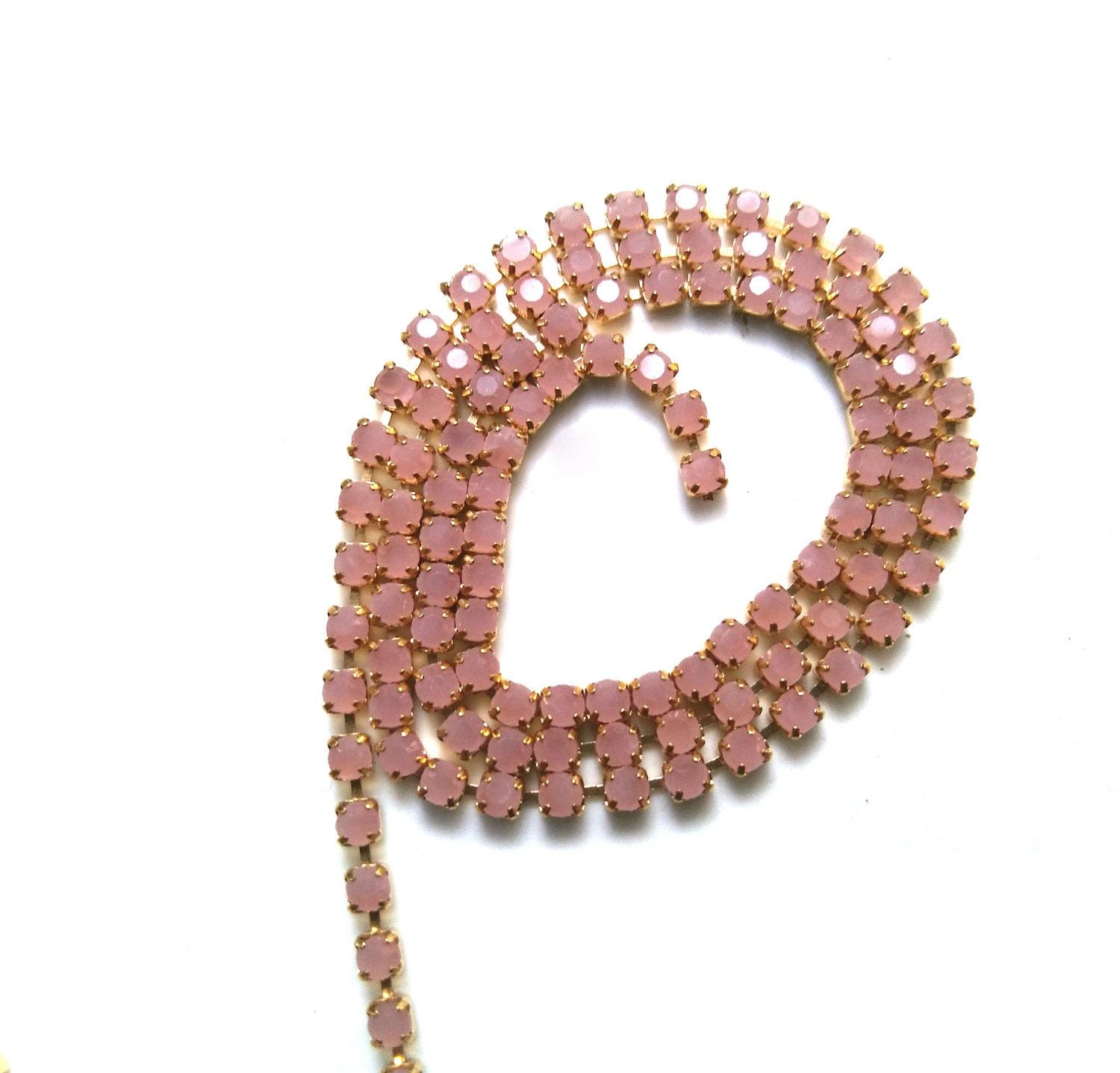 6 SS Rhinestone Chain Vintage Glass Light Purple Opal 2mm 1/2/5/15 Meters vintage findings, jewelry making, craft supplies, embroidery