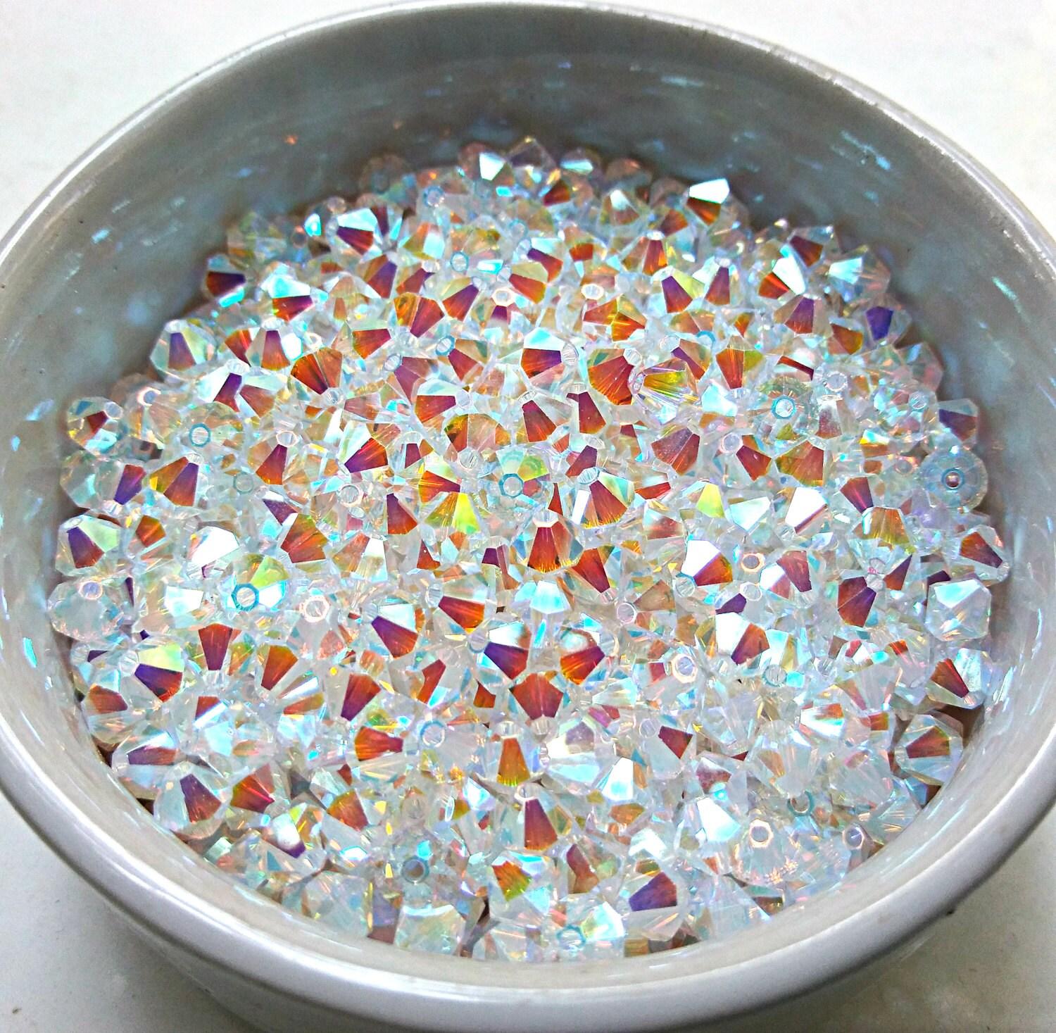5mm Crystal 2X Aurore Boreale Swarovski Bicone 12/36/72/144/432/720 Pieces (001 AB) rainbow beads, jewelry making, couture embellishments