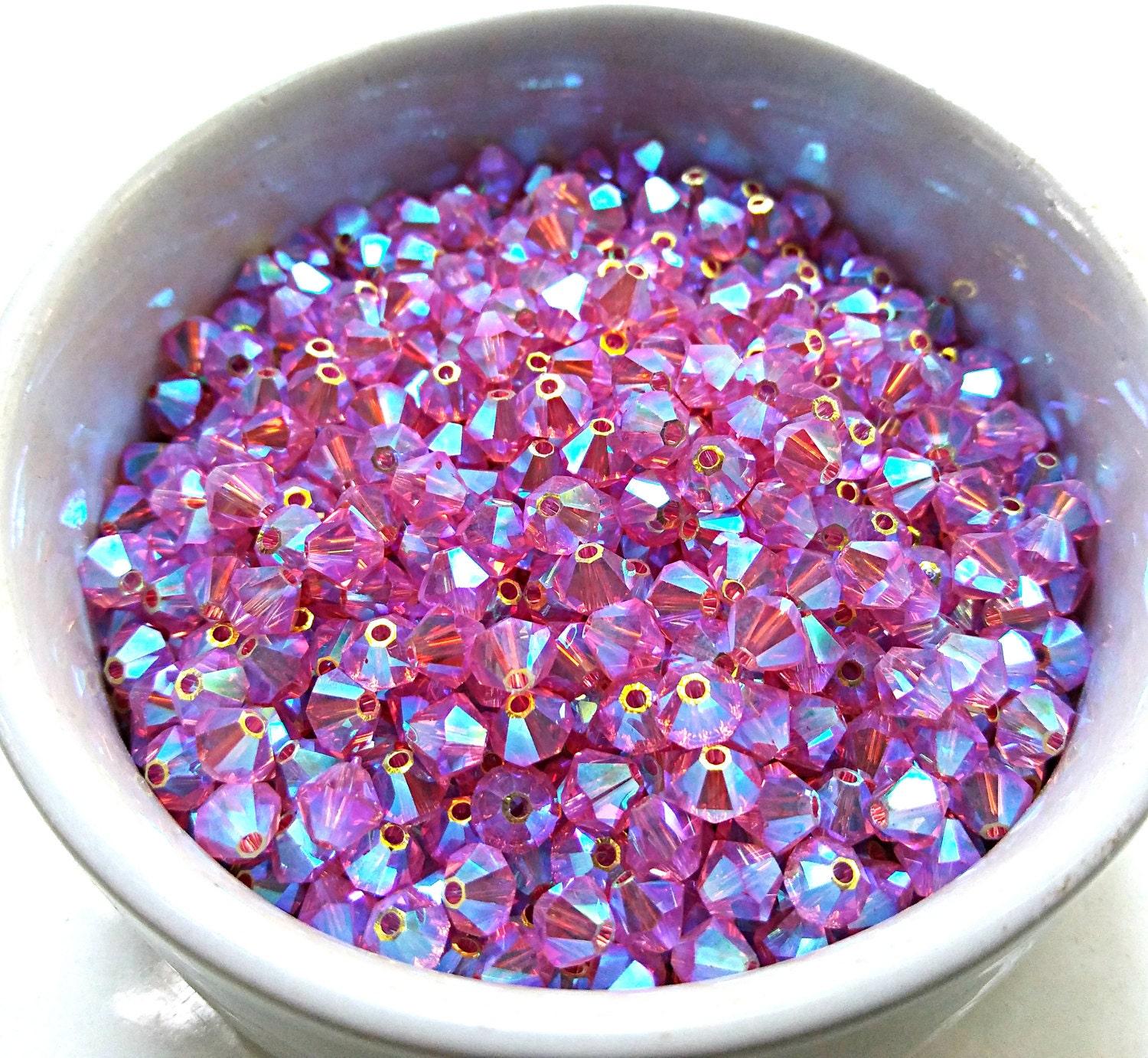 5mm Rose 2X Aurore Boreale Swarovski Bicones 12/36/72/144/432/720 Pieces (209) rainbow beads, wedding decoration, couture materials