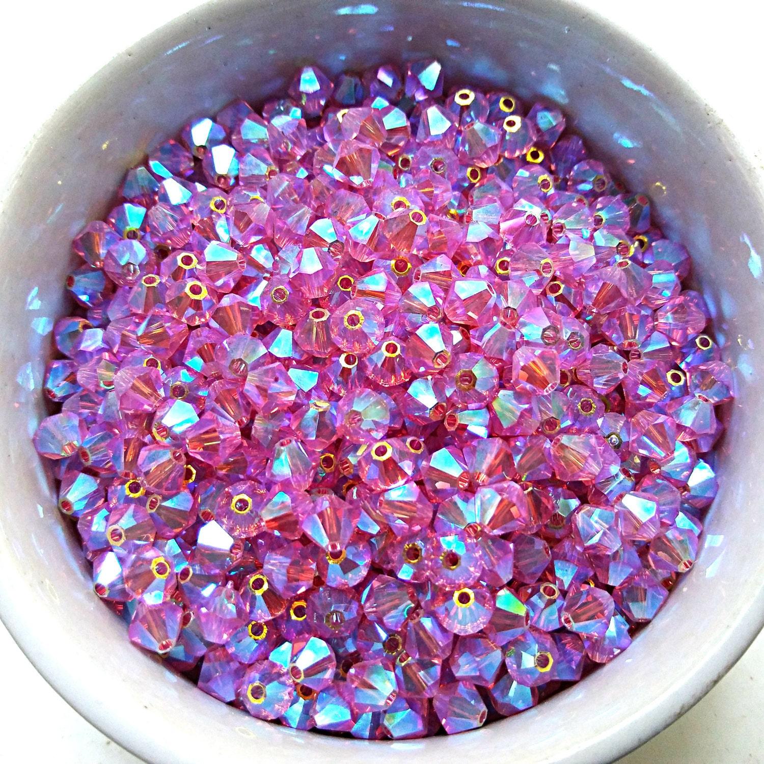 5mm Rose 2X Aurore Boreale Swarovski Bicones 12/36/72/144/432/720 Pieces (209) rainbow beads, wedding decoration, couture materials