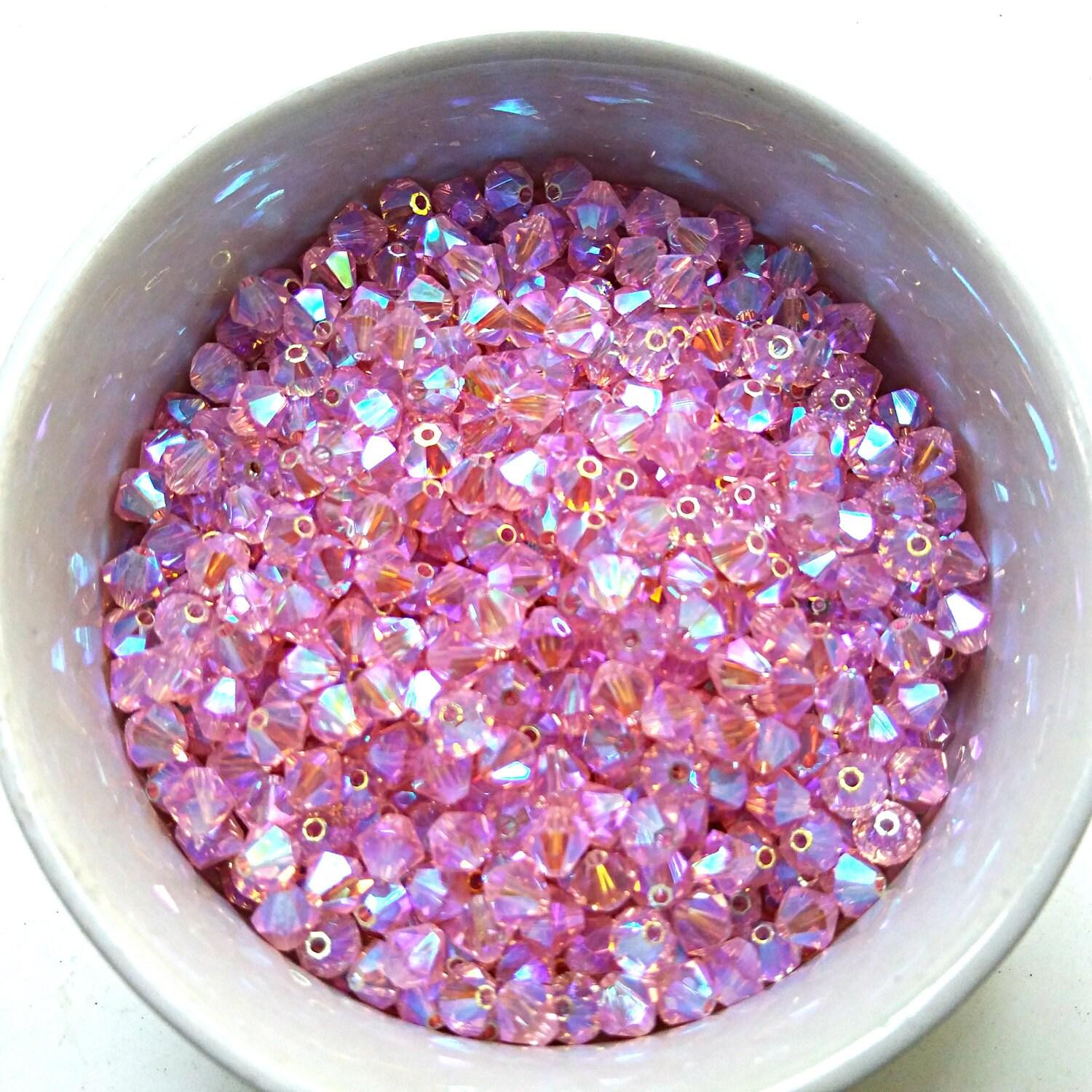 5mm Light Rose 2X Aurore Boreale Swarovski Bicone rainbow beads 12/36/72/144/432/720 Pieces (223) pink embellishments, embroidery materials