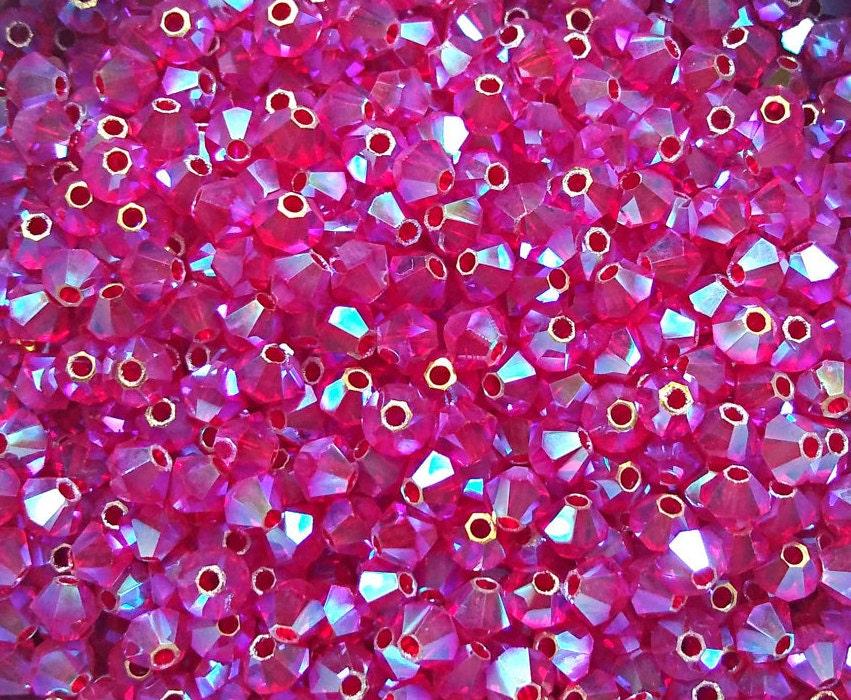 3/4mm Swarovski Light Siam AB 2X FC Bicones Rainbow Beads 36/72/144/432/720 Pieces rainbow beads, jewelry making, couture embellishment