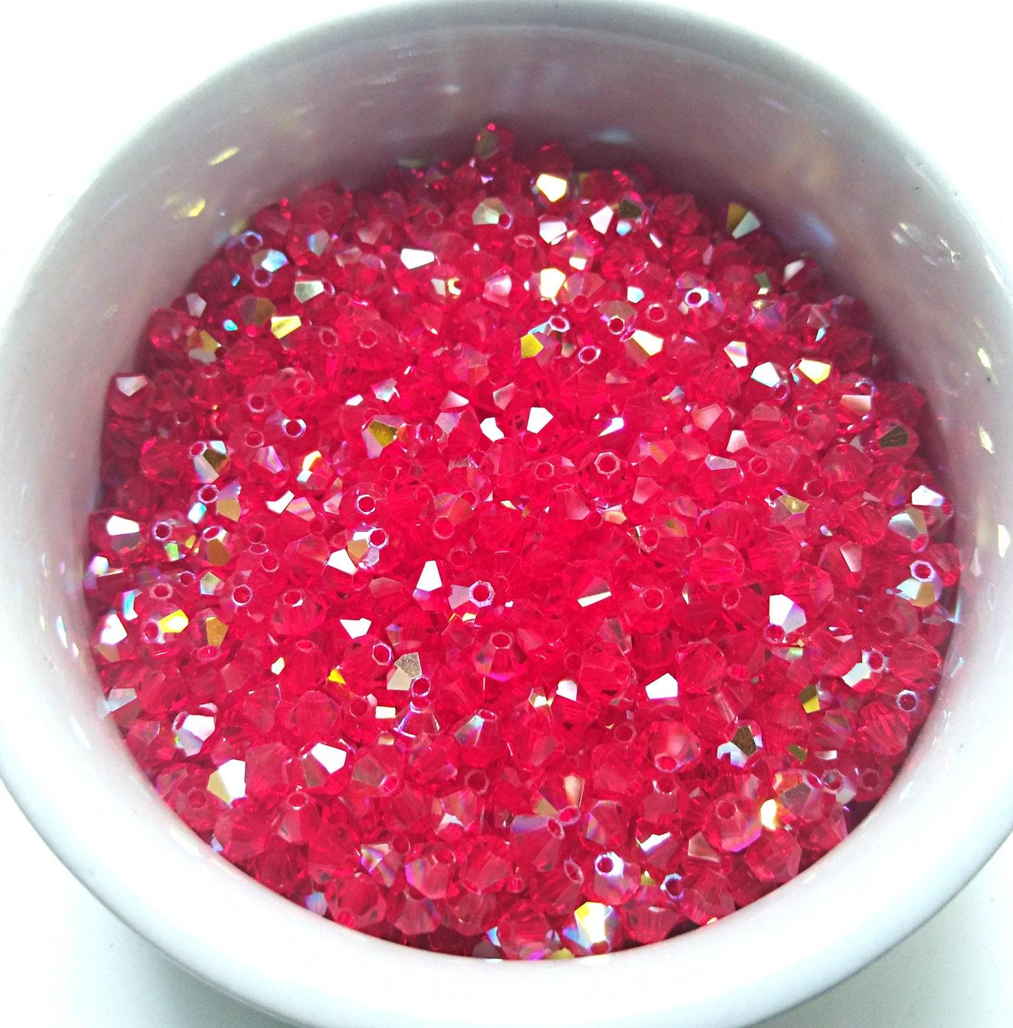 Swarovski (4mm) Light Siam AB Bicones rainbow beads 36/72/144/432/720 Pieces, PREMIUM rainbow beads, jewelry making, couture embellishments