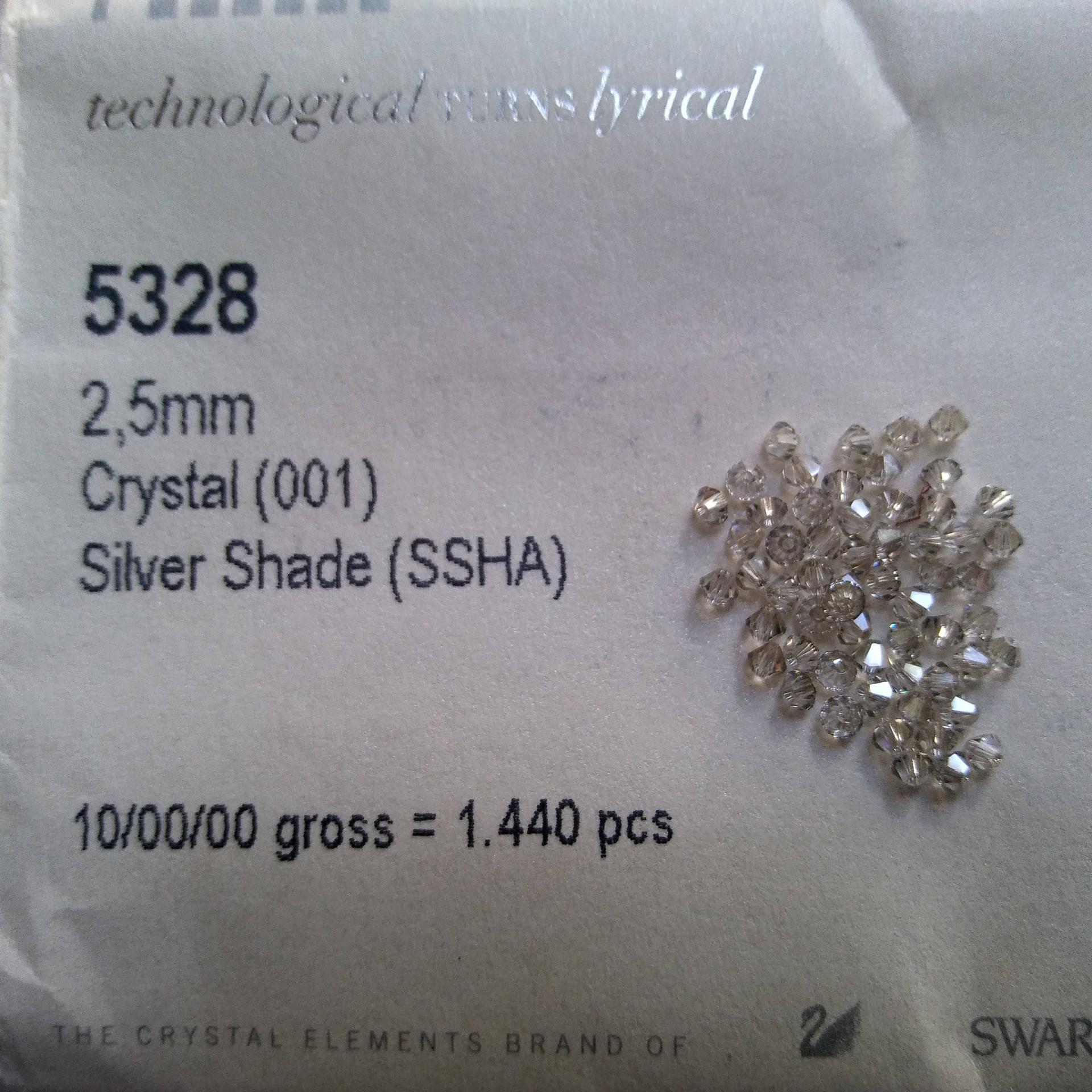 2.5mm Crystal Silver Shade Swarovski Bicone Xillion 36/72/144/432/1000 Pieces 5328 Jewelry findings, embroidery materials, jewelry making