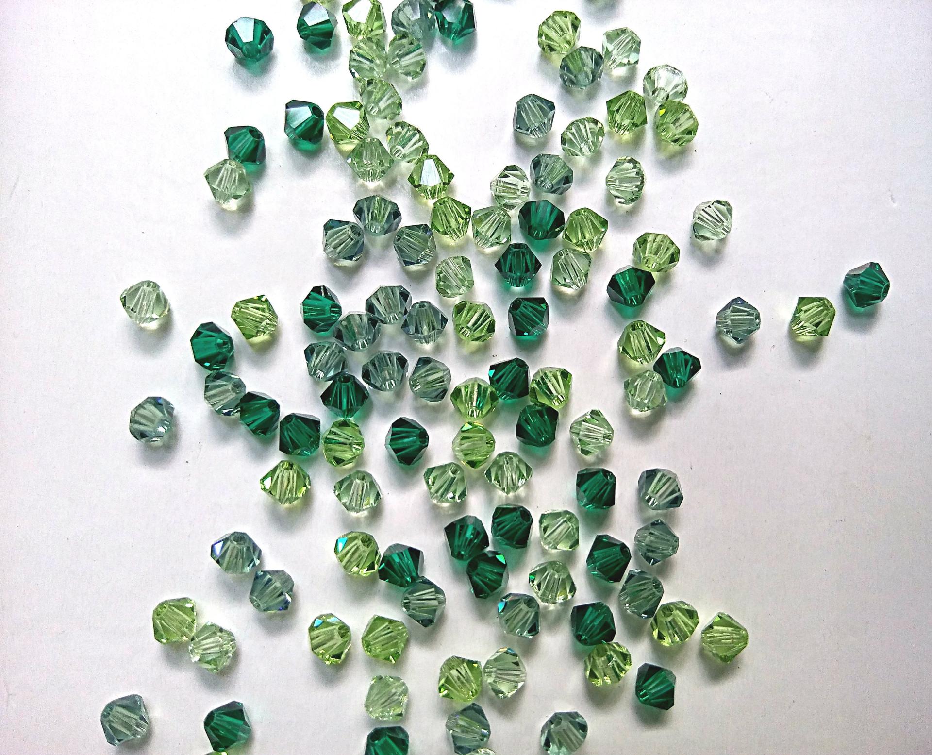 3/4mm Green Shaded Mix Swarovski Bicone 36/72/144/432/720 Pieces loose beads, jewellery making, embroidery materials