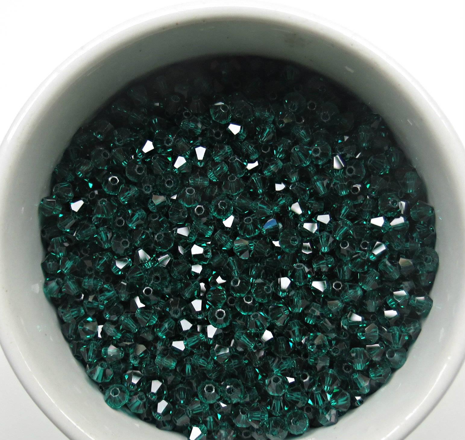 Emerald Swarovski Bicone (4mm) beads 36/72/144/432/720 Pieces Made in Austria jewelry making beads, craft supplies, embellishments, vintage