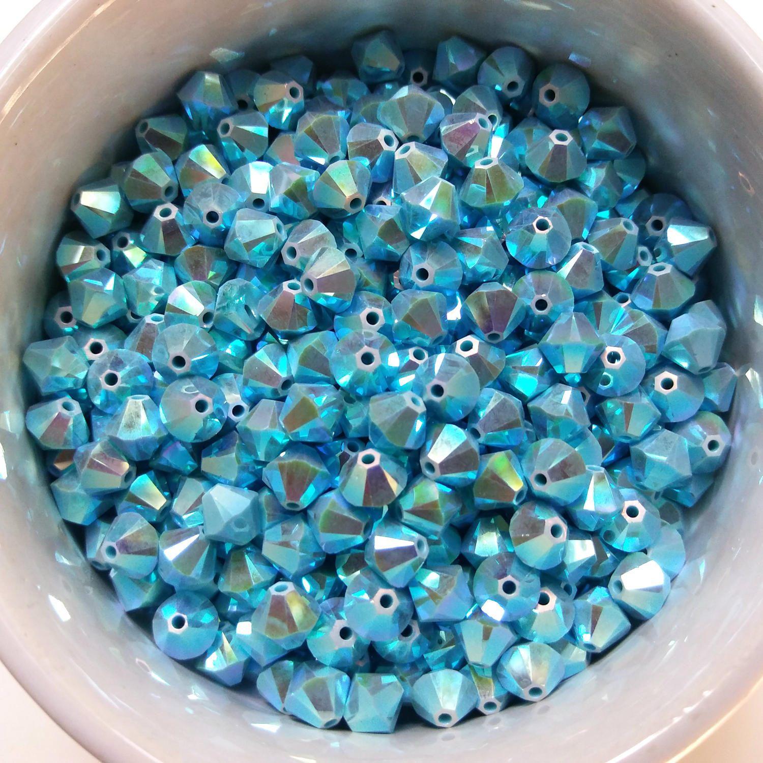 4mm Turquoise 2X Aurore Boreale Bicone beads Cuts 36/72/144/432/720 Pieces (267) SWAROVSKI ELEMENTS rainbow beads, jewelry making