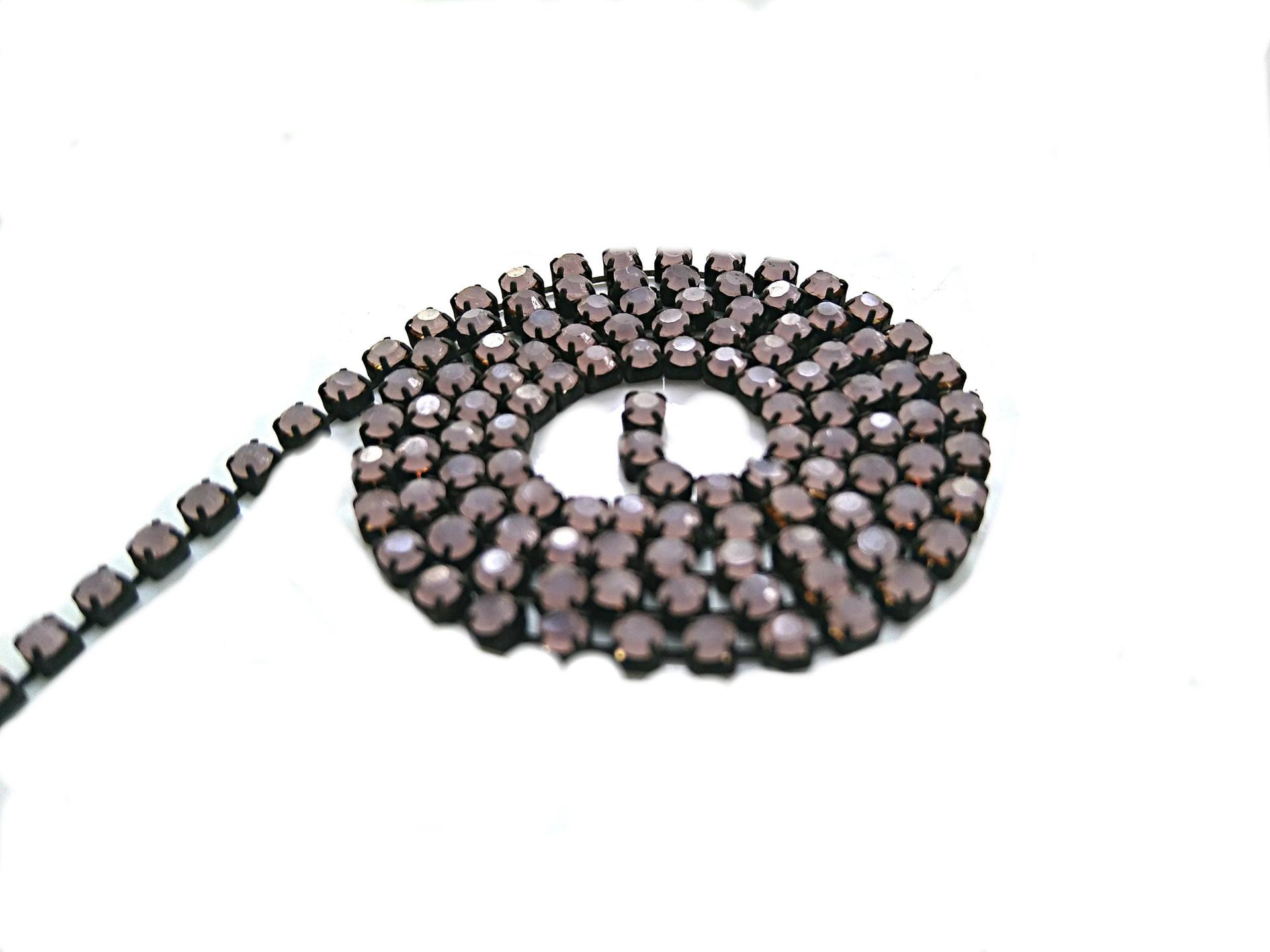 6 SS Rhinestone Chain Vintage Glass Light Purple Opal 2mm 1/2/5/15 Meters vintage findings, jewelry making, craft supplies, embroidery