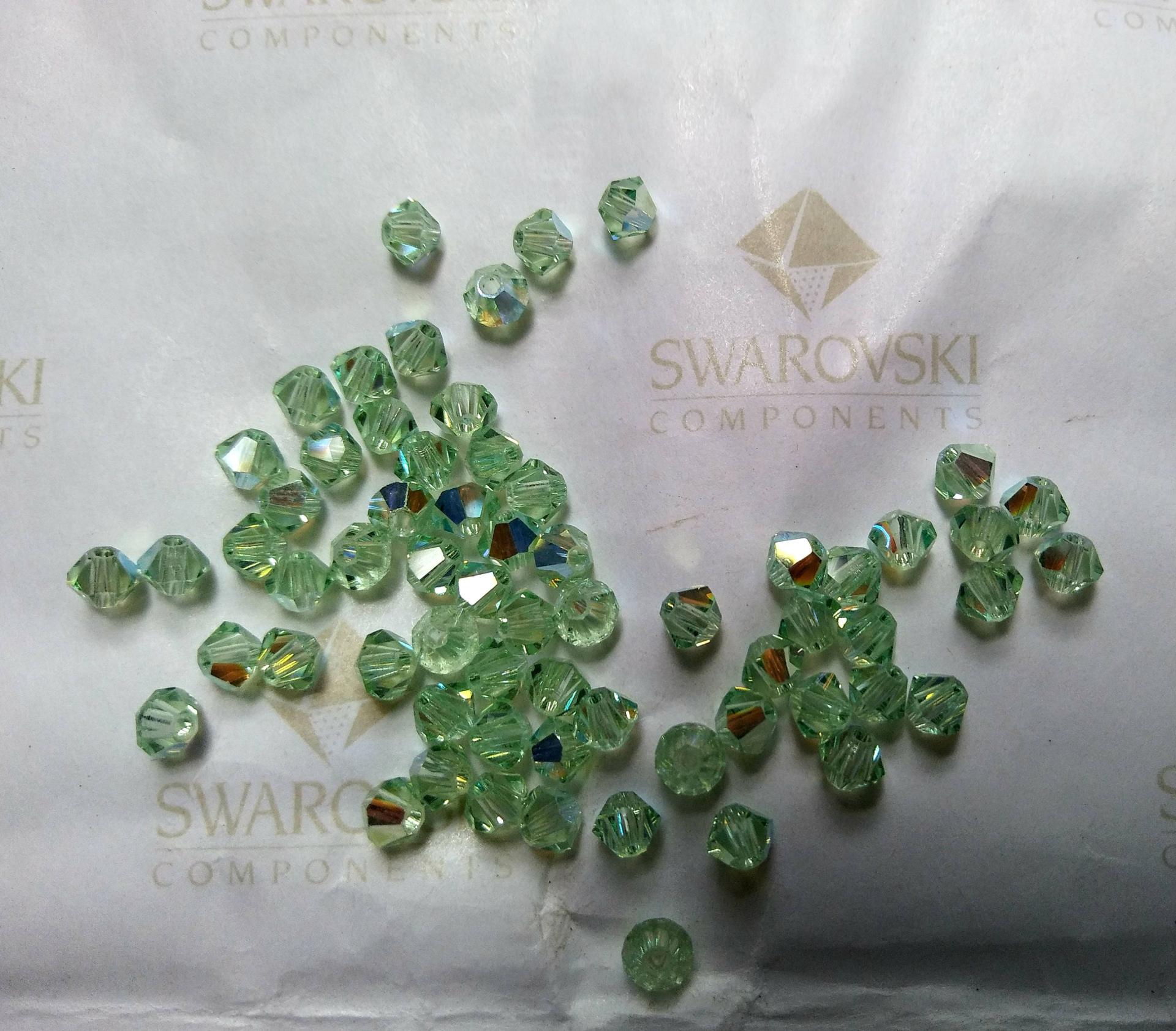 4mm Swarovski Chrysolite AB Bicones rainbow beads 36/72/144/432/720 Pieces, rainbow beads, jewelry making, couture embellishments