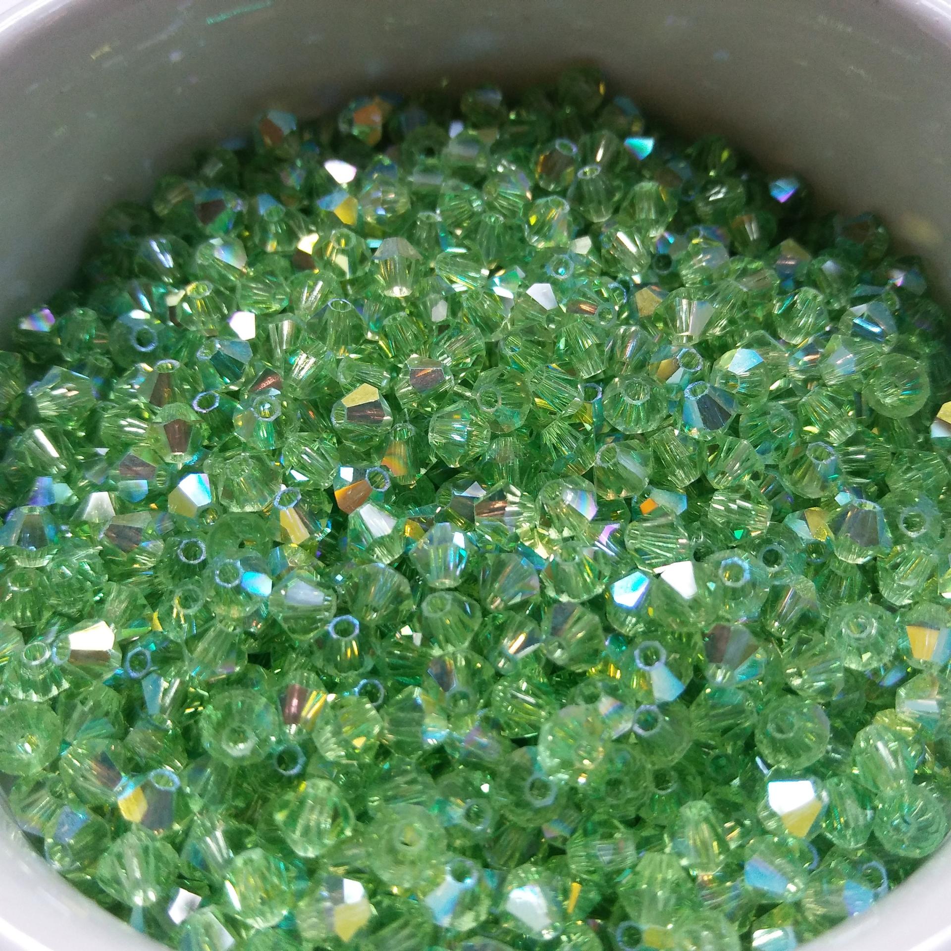 Swarovski (3/4mm) Peridot AB Bicones rainbow beads 36/72/144/432/720 Pieces rainbow beads, jewelry making, couture embellishments